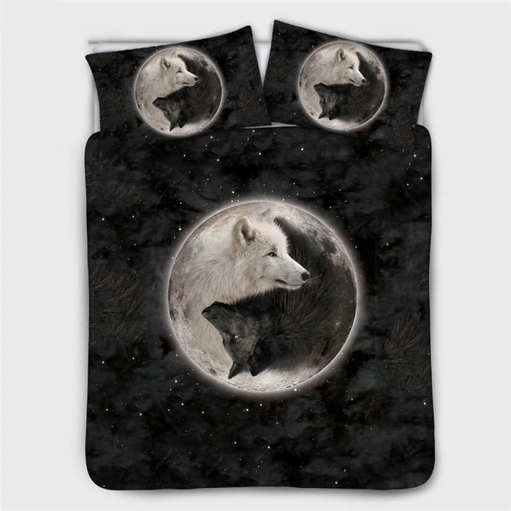 Premium YZBEDSET Circle Wolf Bedding Set - Luxury 100% Cotton Bed Linen, Fashion Minimalist Style Full/Queen/King Size Bed Sheets (No Comforter) - Perfect for Winter Warmth & Modern Home Decor