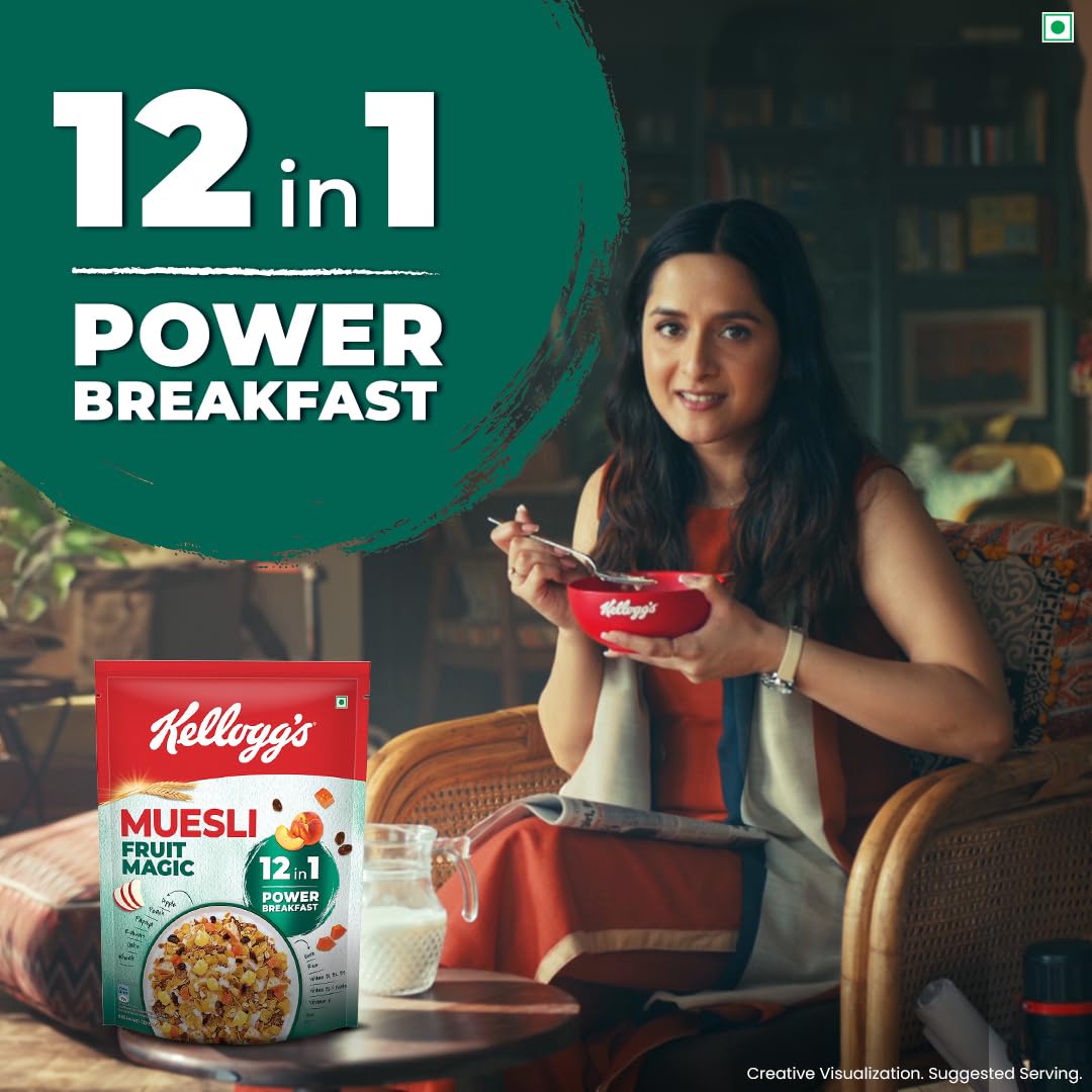 Kellogg's Muesli with 24% Fruit - 500g Breakfast Cereal | Healthy Morning Meal & Snack for Adults & Kids | Perfect for Home, Office & Travel