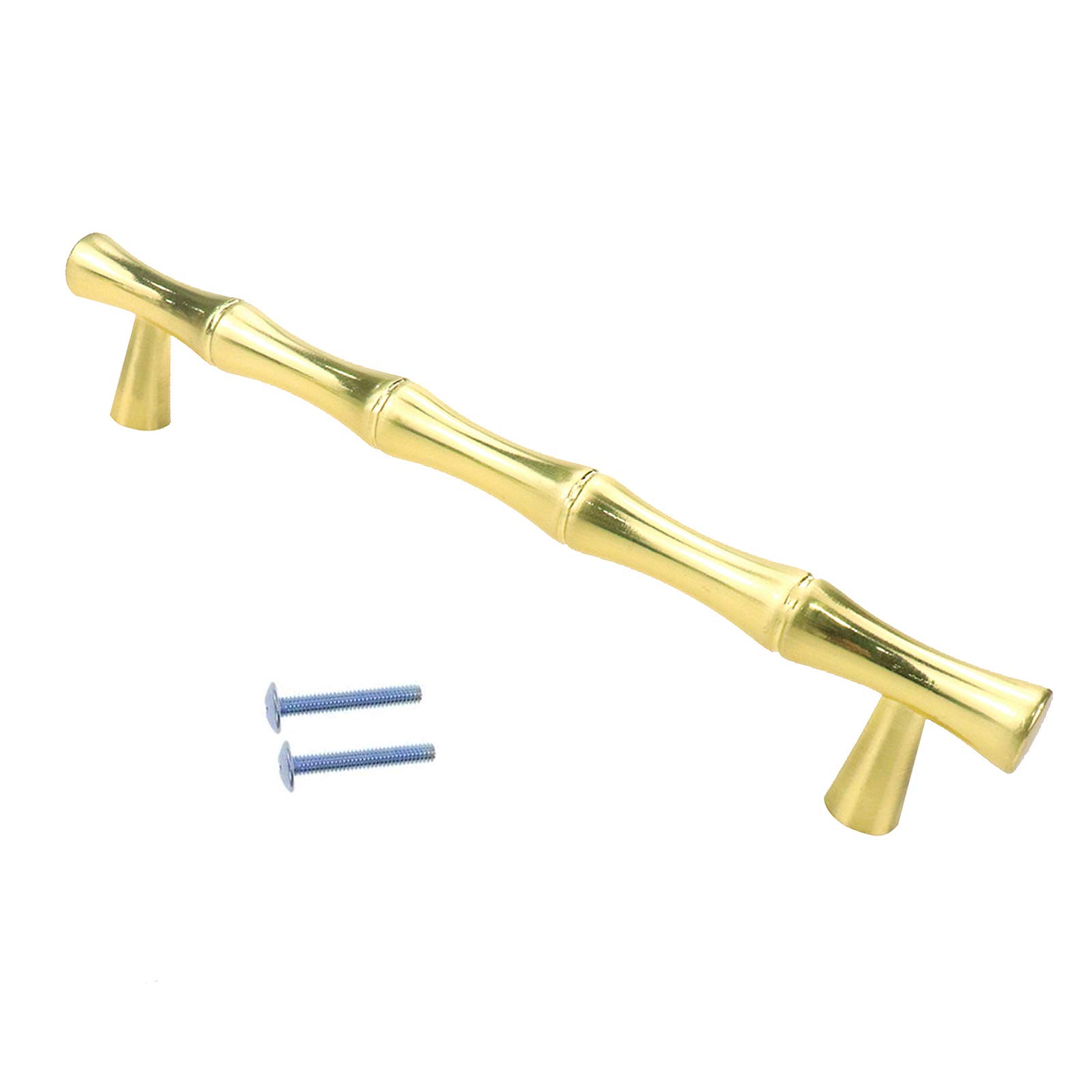 4PCS 5 Inch Gold Bamboo Drawer Pulls - Elegant Dresser Handles for Cabinets & Furniture (Perfect for Bedroom, Bathroom, Kitchen & Office Storage)