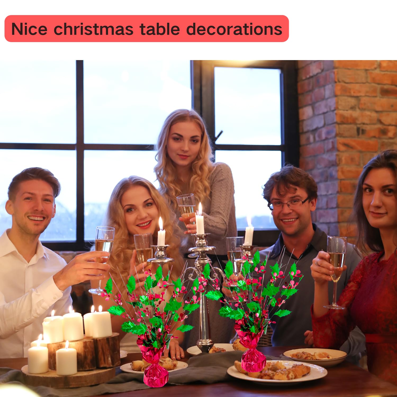 ALISSAR 2-Pack Christmas Centerpieces - Holiday Table Decorations for Home, Christmas & Birthday Parties | Elegant Festive Decor for Dining Table, Mantel & Holiday Gatherings