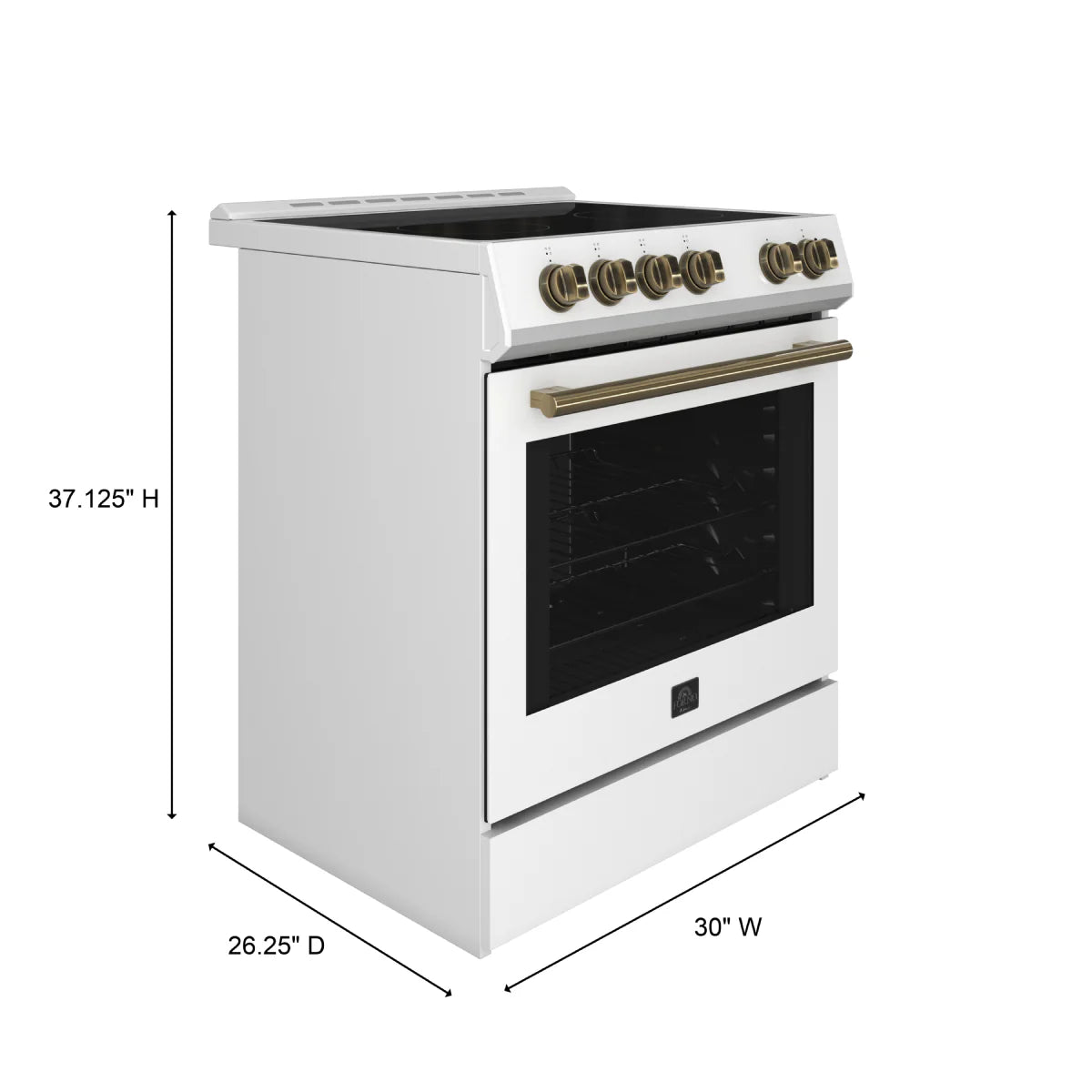 FORNO Espresso Leonardo 30 Electric Range, 30-Inch White Built-In Cooktop with 4 Sealed Burners - Perfect for Modern Kitchens & Home Cooking