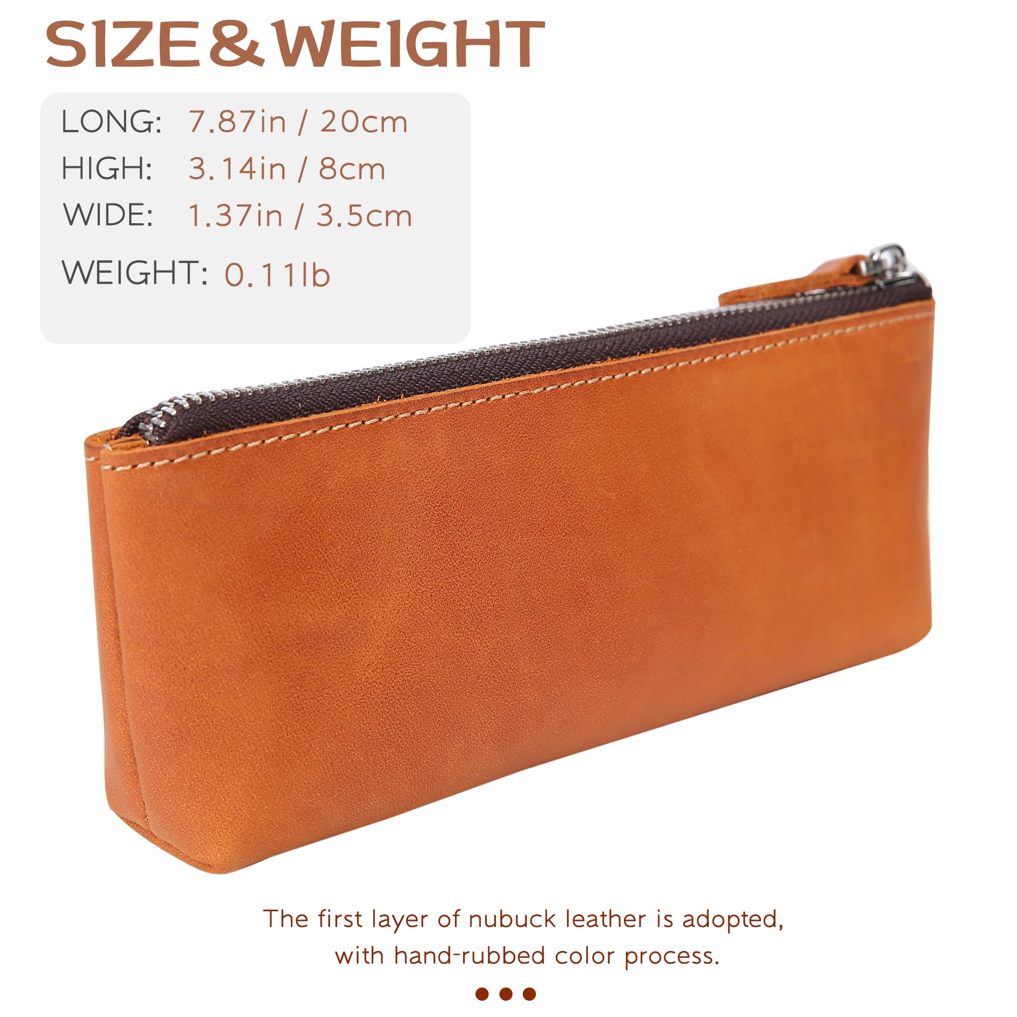 Premium Genuine Leather Pen Pouch - CHULEAG Handcrafted Zipper Pencil Case for School, Office & Travel | Elegant Small Leather Pouch for Writing Tools, Coins, Makeup & Accessories | Durable Money Bag & Organizer