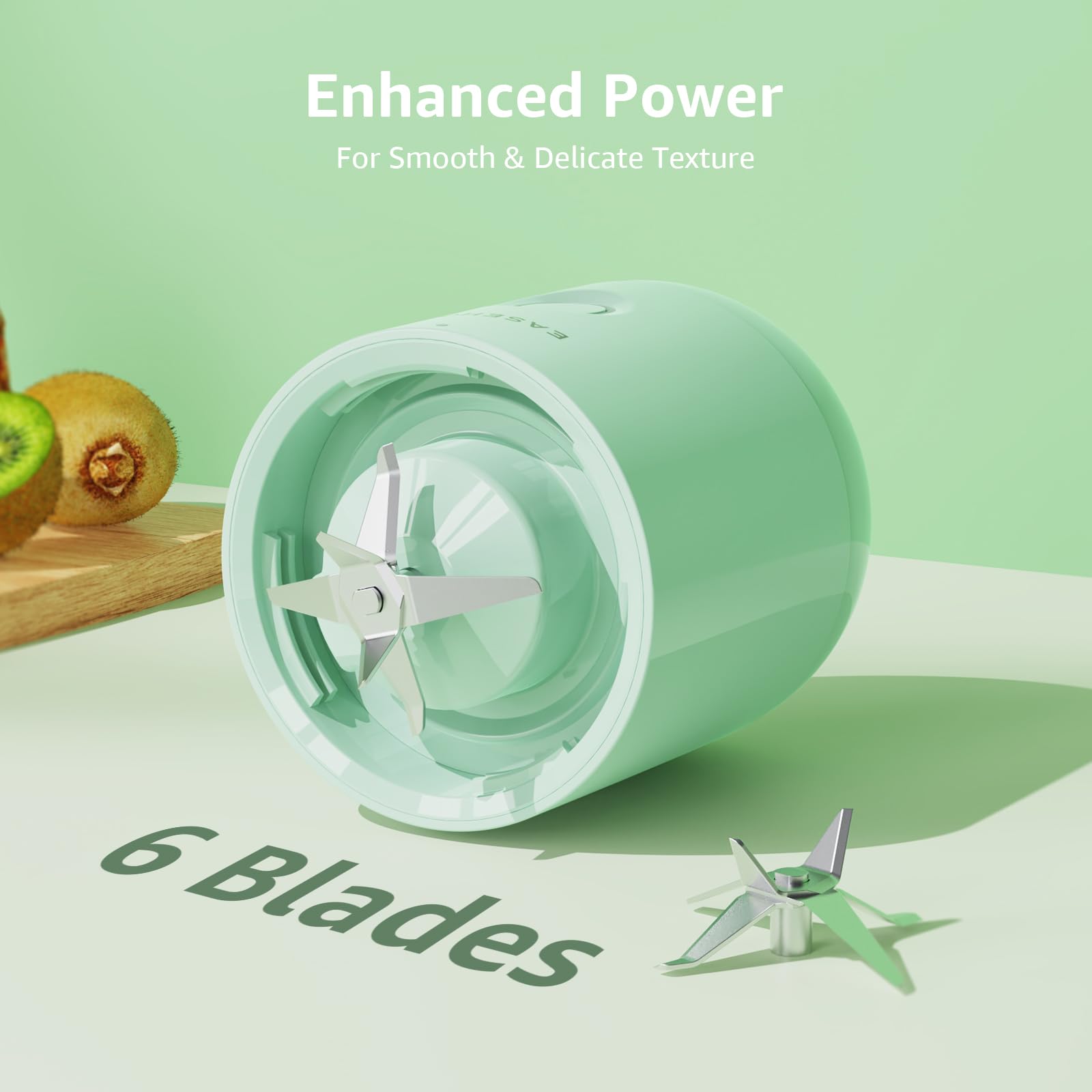Portable Blender for Smoothies & Juices - 6 Blade Rechargeable Personal Blender, BPA Free Mini Blender for Shakes, Travel, Gym & Kitchen - Perfect for On-the-Go Healthy Drinks, Post-Workout Recovery & Home Meal Prep