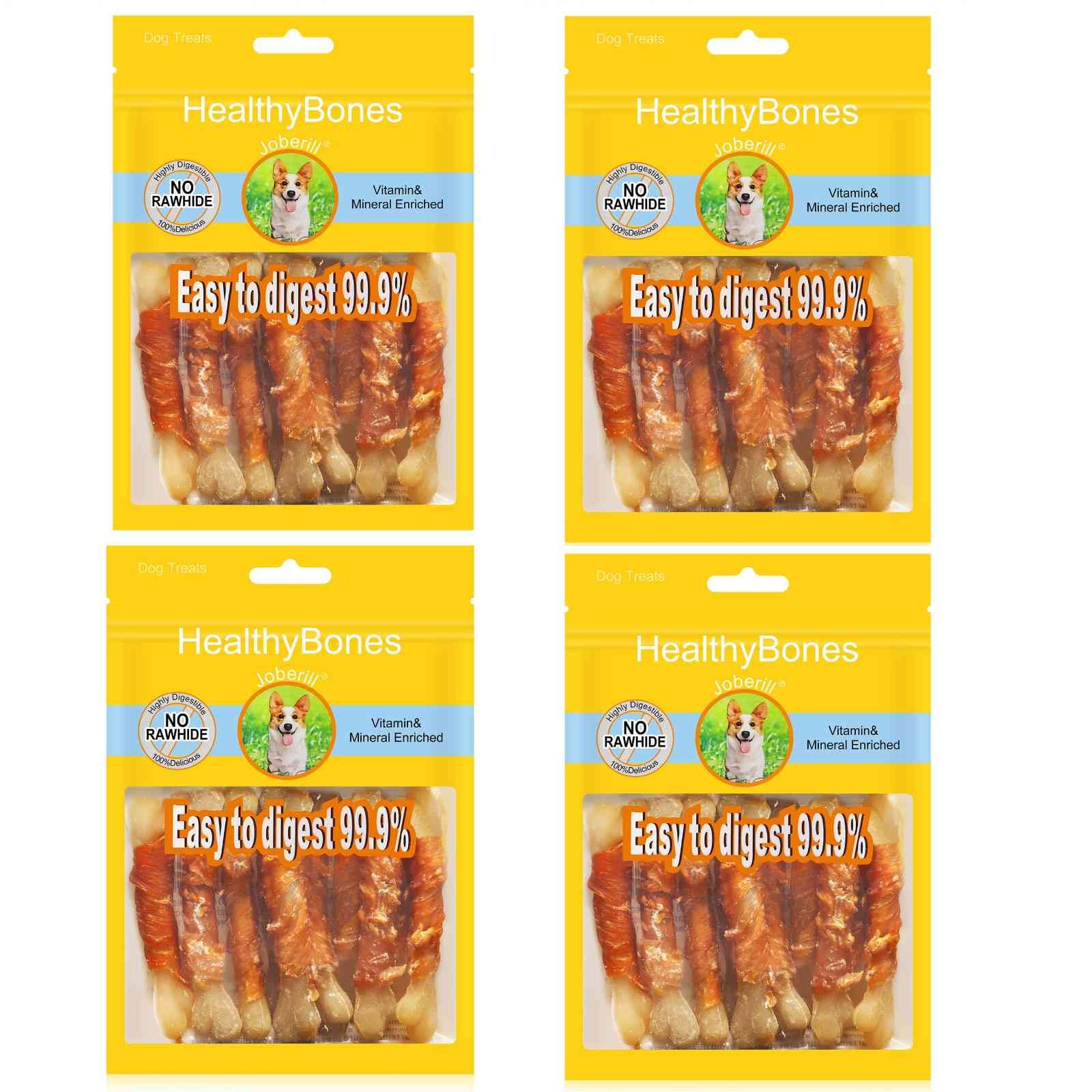UrbanX HealthyBones Rawhide-Free Chicken Wrapped Bone Sticks for Pugs & Small Dogs - Soft Chewy Training Treats (28 Count) - Perfect for Reward Training, Dental Health & Puppy Teething