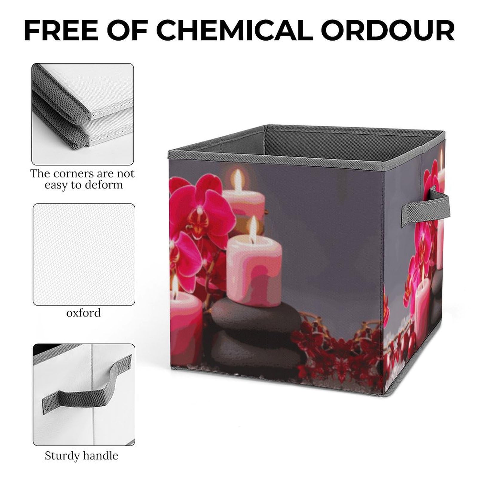 Foldable Storage Bins with Handles - Cube Organizer Box for Clothes, Toys & Home Organization | Perfect for Cabinet, Shelf & Closet Storage (Orchid Stone Red) - Ideal for Bedroom, Nursery & Office Organization