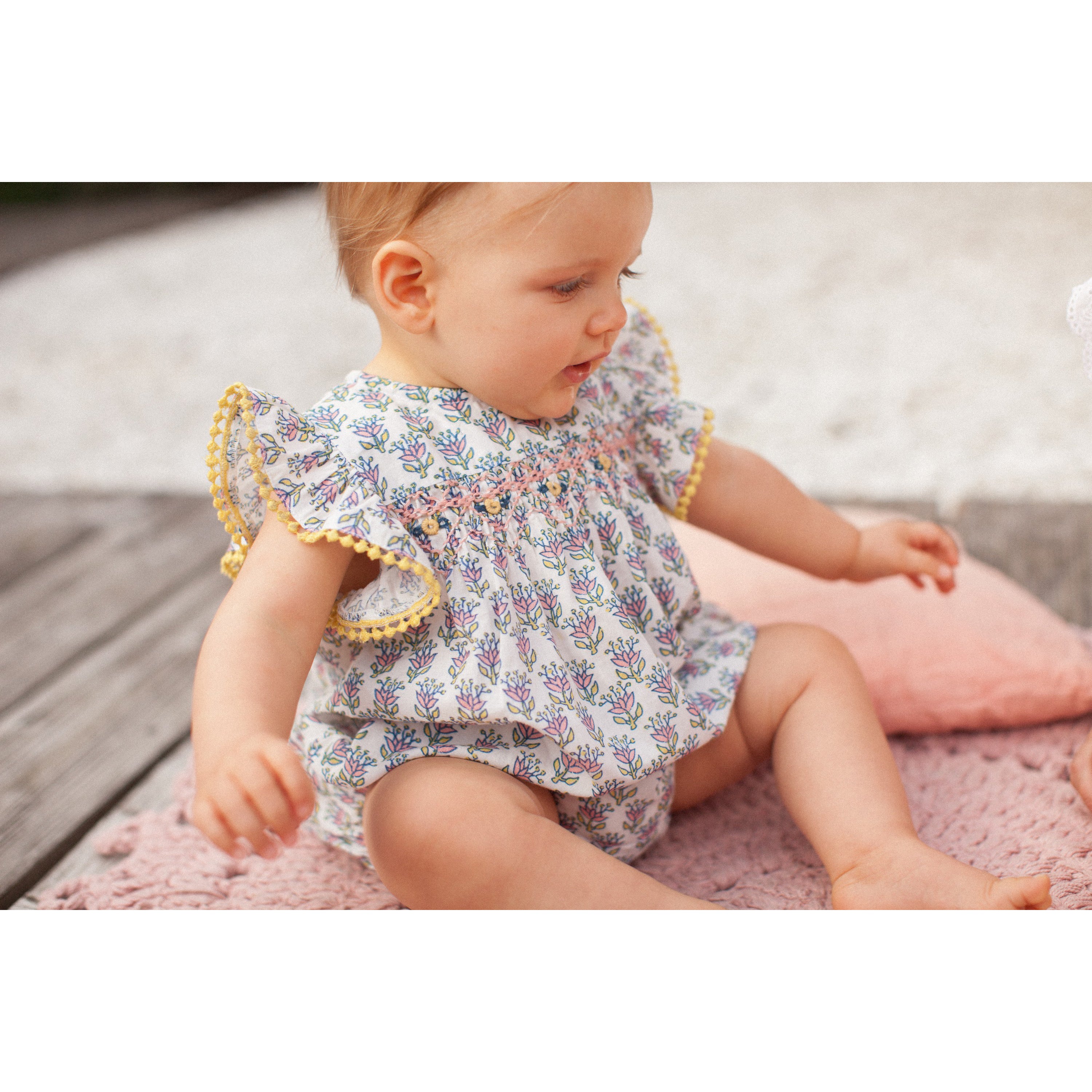 Bonheur du Jour Paris Baby BB Overall White - Soft & Stylish Infant Romper for Newborns - Perfect for Photos, Parties & Everyday Wear