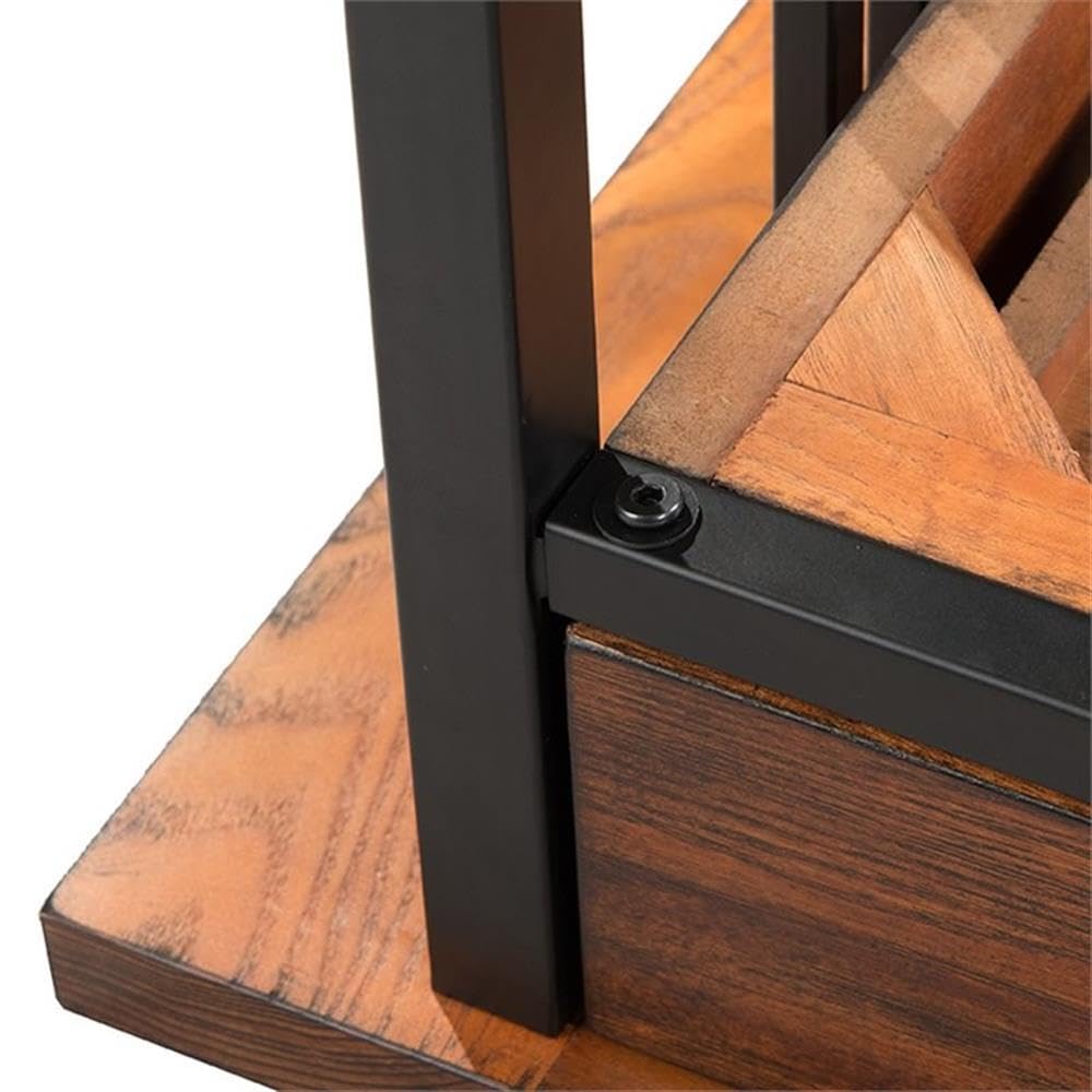 BOWERY HILL Ironcraft Mission Oak Computer Desk - Home Office Workstation for Study, Gaming & Remote Work