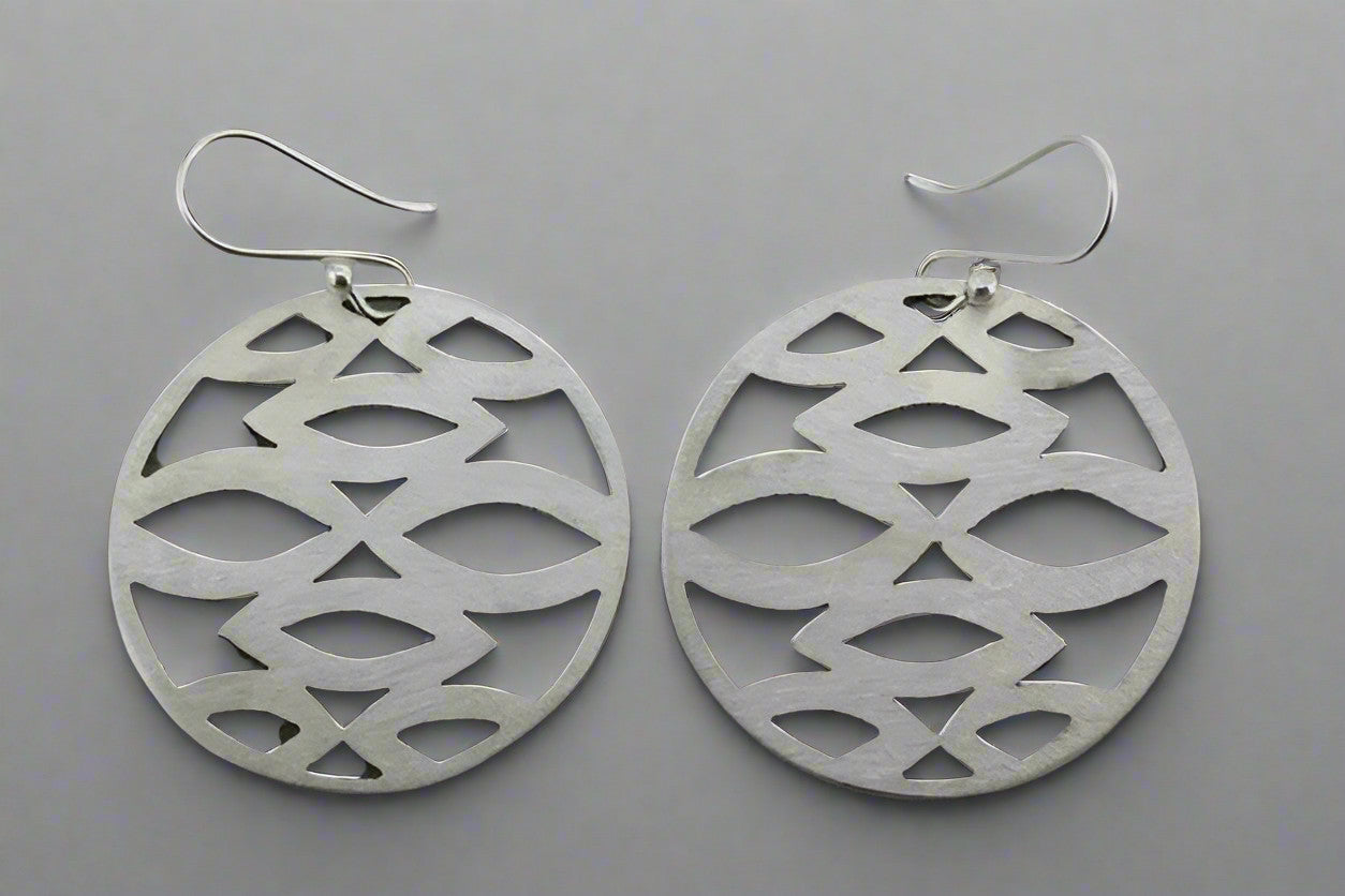 Matte Circle Cutout Earrings for Women - Sterling Silver Minimalist Hoop Earrings - Perfect for Everyday Wear, Office & Date Night
