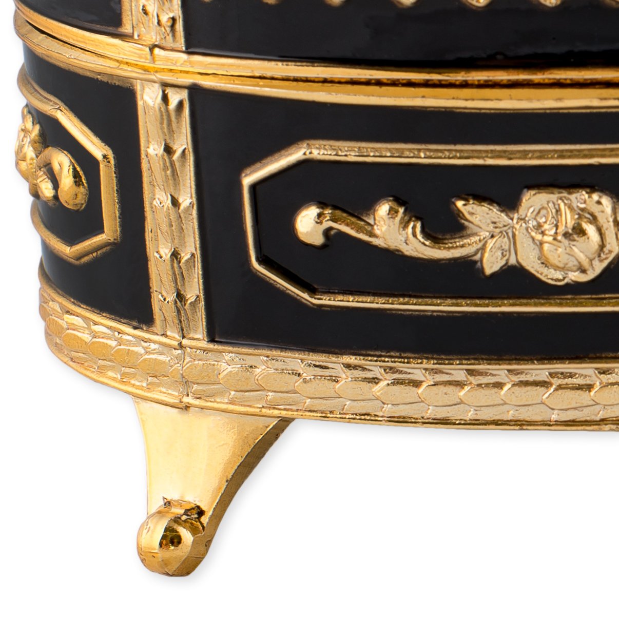 Elegant Black Floral Music Jewelry Box - Oval Shape with 'Candle in the Wind' Melody | Perfect for Gift Giving, Home Decor & Jewelry Storage