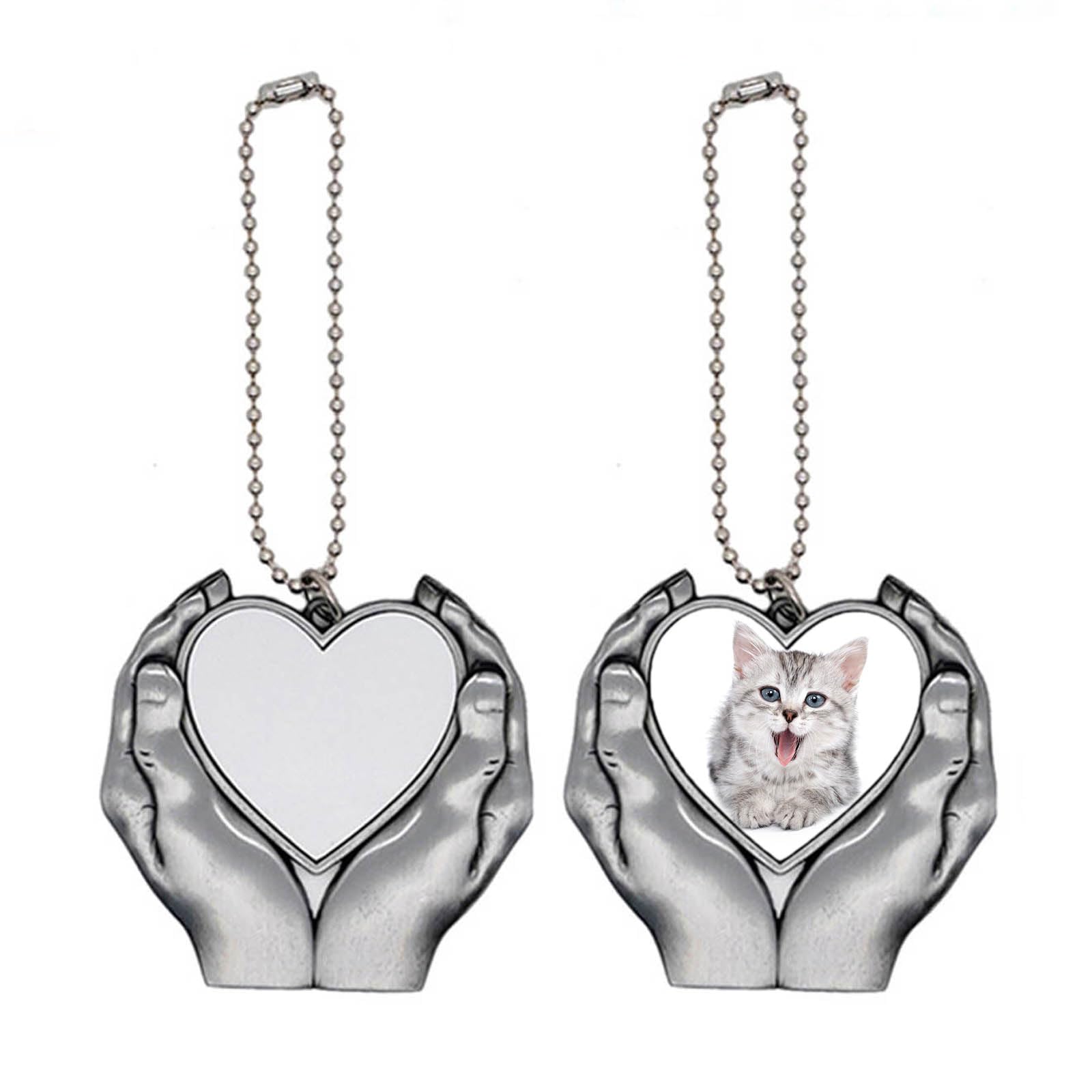 Meiliyizu Customizable Heart-Shaped Car Pendant - Personalized Photo Car Hanging with Sublimation Blank for Valentine's Day, Anniversary, or Romantic Gift
