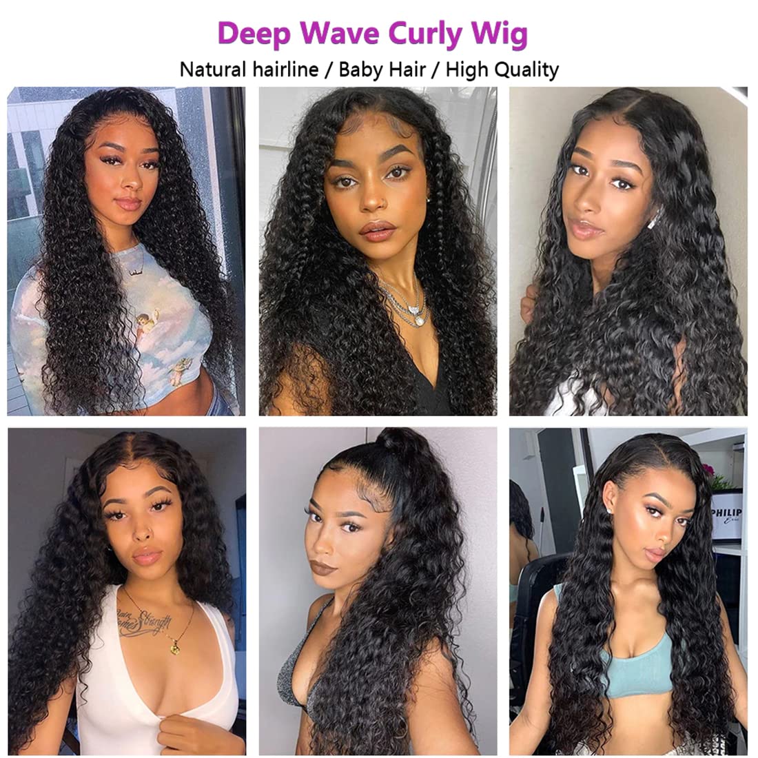 Kiss Love Glueless Human Hair Wigs - 180% Density Deep Wave Pre Plucked Wig with 4x4 Curly Closure & Elastic Band (28 Inch) | Perfect for Daily Wear, Parties & Special Occasions