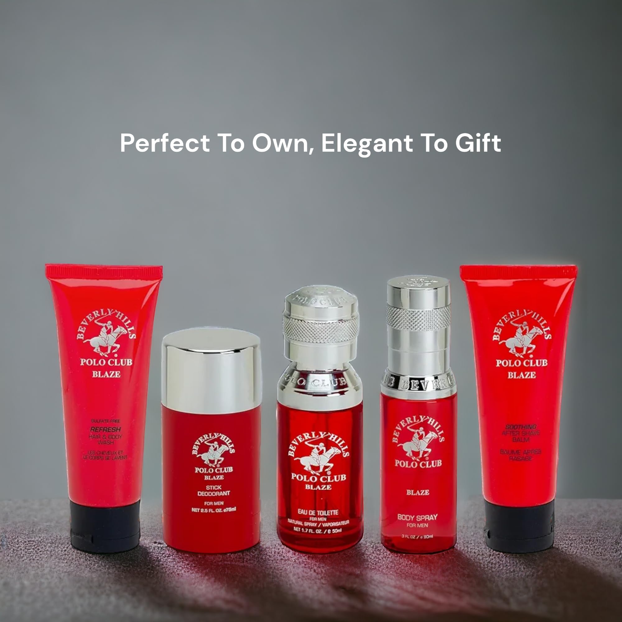 Beverly Hills Polo Club BHPC Cologne 5-Piece Gift Set for Men – Eau de Toilette, Deodorant, Shower Gel, Body Wash & Body Spray | Premium Fragrance Set in Blaze Scent – Perfect for Gifting, Travel & Daily Use