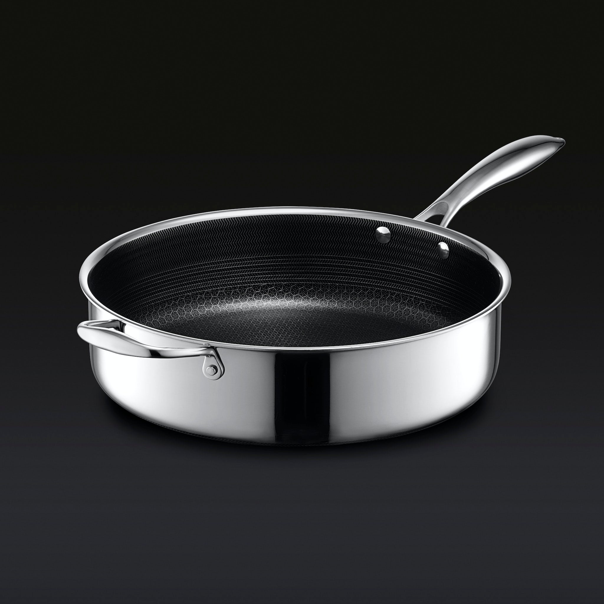 5L Hybrid Deep Sauté Pan with Glass Lid - Nonstick Skillet for Frying, Braising & Stir-Frying - Perfect for Home Cooking & Restaurant Use