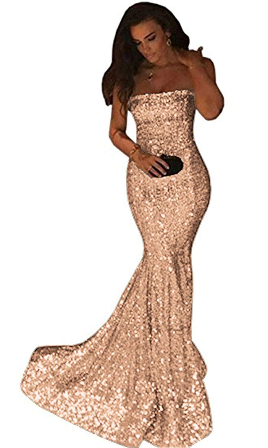 Elegant Shiny Strapless Long Mermaid Prom Dress with Sequins - Perfect for Bridesmaid, Evening Gowns, Homecoming & Formal Events