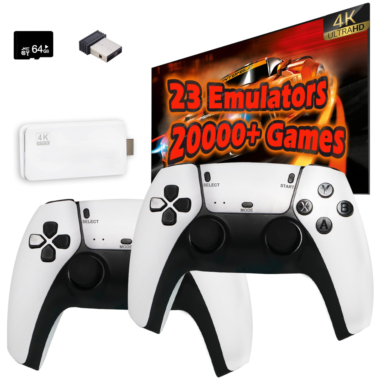 Retro Game Console - Plug & Play Video Game System with 20,000+ Built-in Games, 23 Classic Emulators, 4K HDMI Output for TV, Includes 2 Controllers - Perfect for Family Game Nights & Nostalgic Gaming Experience