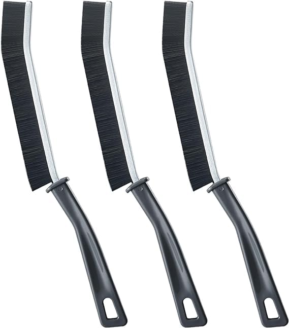 3-Pack Heavy Duty Crevice Cleaning Brushes - Multi-Purpose Gap & Tight Space Cleaner with Hard Bristles for Bathroom, Kitchen, Car Detailing - Small Cleaning Brushes for Grout, Window Tracks, Appliances