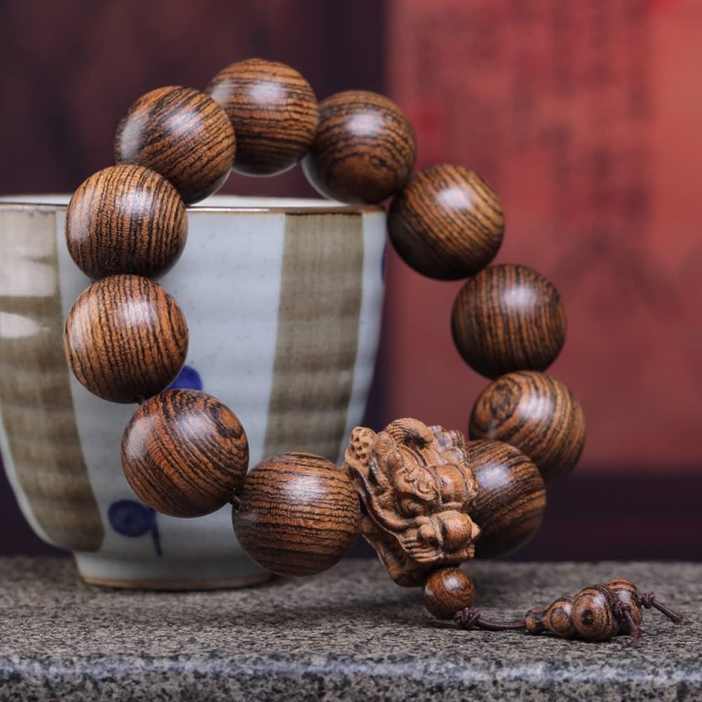 Zen Dear Unisex Natural Tigerwood Mala Beads - Buddhist Prayer Bracelet & Necklace Set for Meditation, Yoga & Spiritual Healing | Handmade Wooden Bead Jewelry for Mindfulness Practice