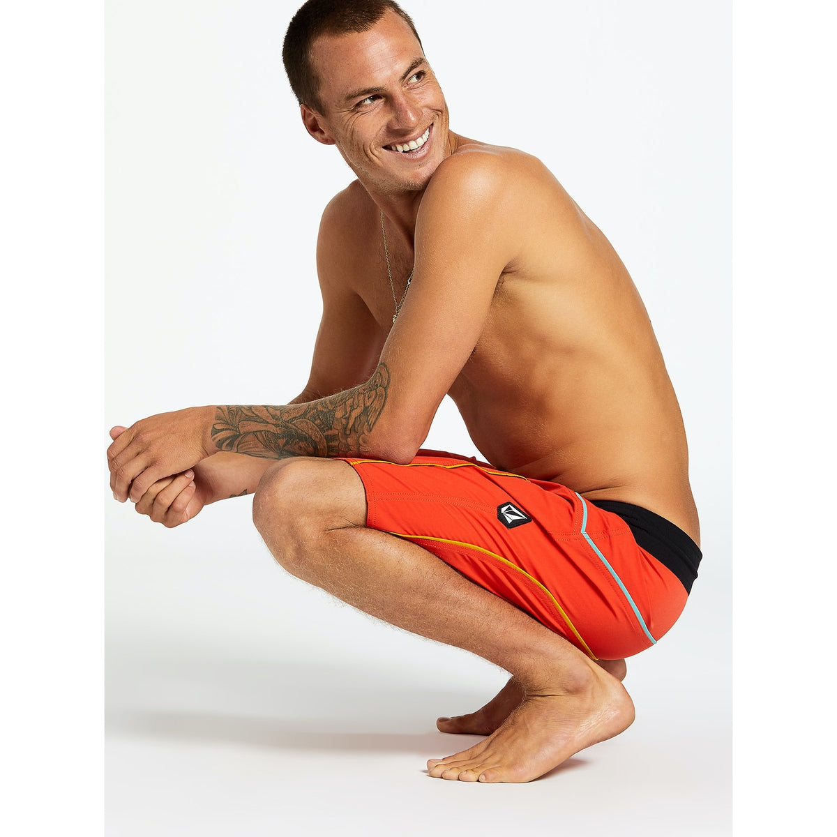Volcom Rainbow Bridge Stoneys Boardshorts - Men's Swim Trunks in Pepper Red for Beach, Pool & Surfing