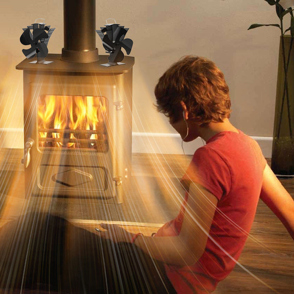 4 Blade Stove Fan VDSF684B - Efficient Heat Circulation for Fireplace, Wood Stove & Home Heating - Quiet & Energy Saving Eco-Friendly Design