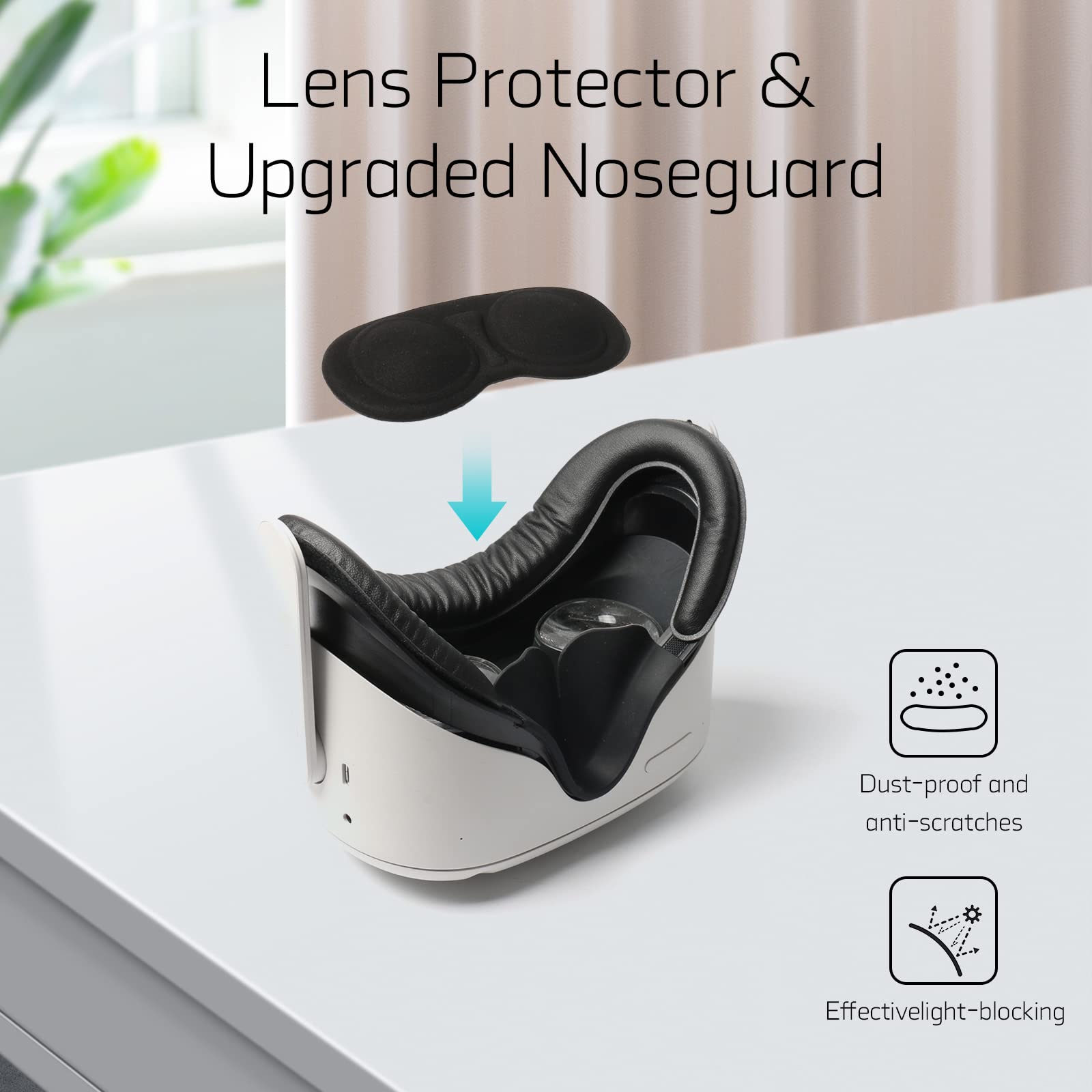 HUAYUWA VR Headset Accessories Kit for Oculus Quest 2 - Soft Facial Interface Bracket, 2 PU Leather Cover Pads, 2 Nose Pads & Lens Protector | Comfort Upgrade for Extended Gaming & Movie Watching