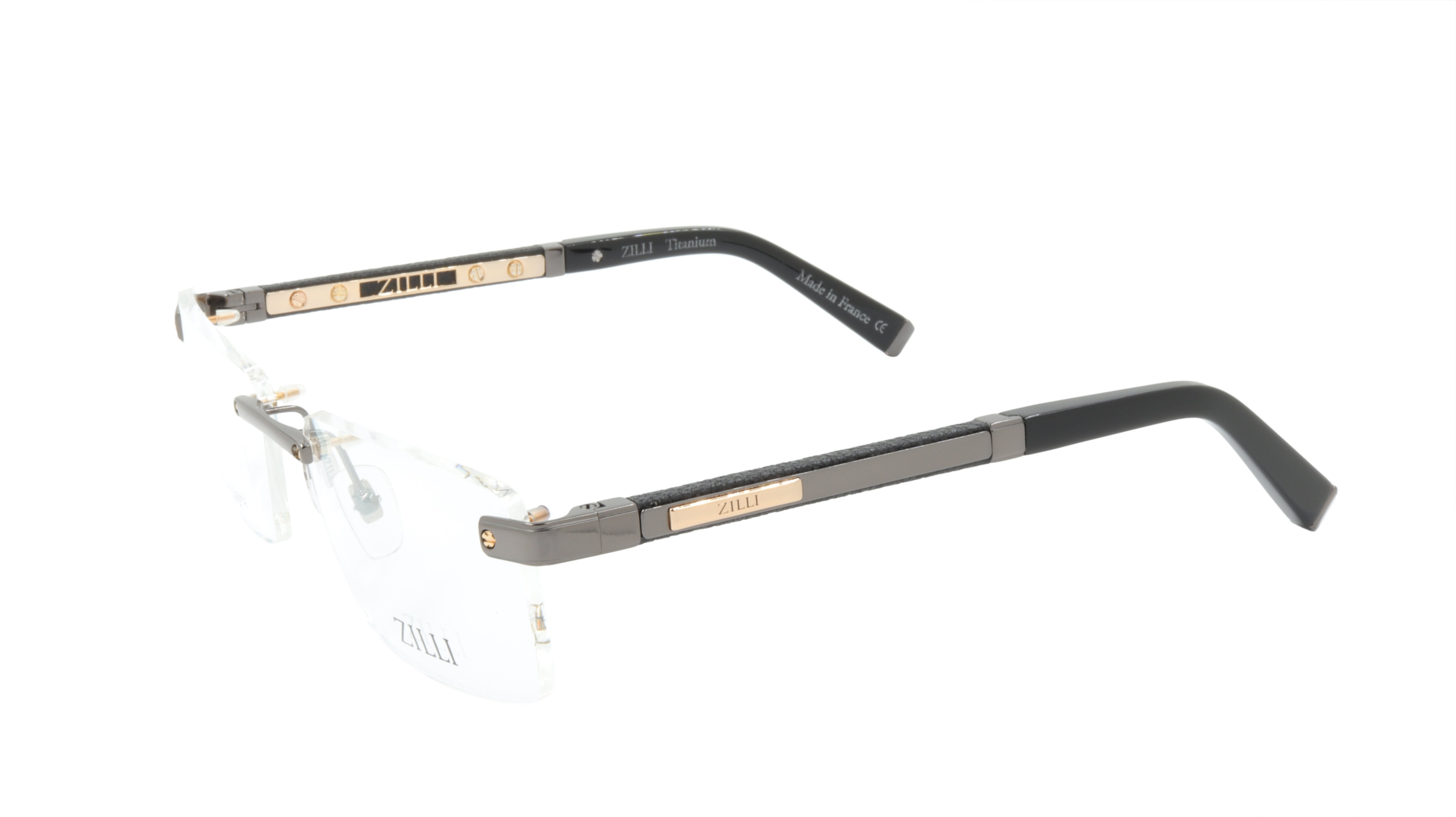 ZILLI Titanium Acetate Eyeglass Frames with Leather Temple Tips - Handcrafted in France (Model ZI 60013 C03) - Perfect for Business, Reading & Luxury Fashion Accessories