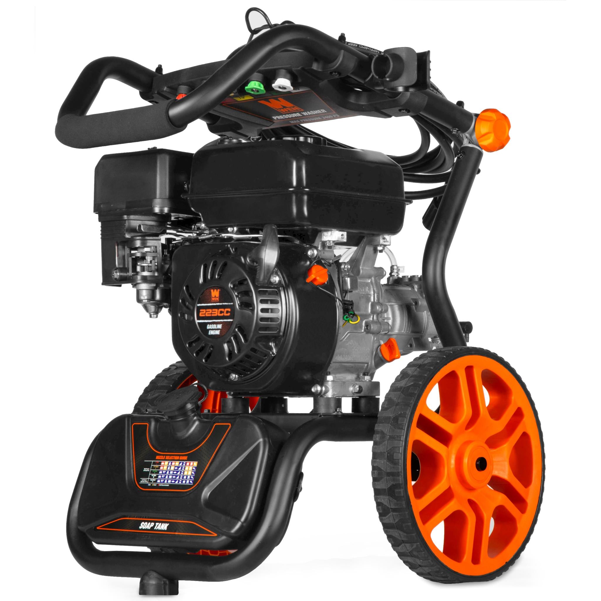 WEN PW224G 3400 PSI Gas Pressure Washer with 223cc Engine | 2.7 GPM Flow Rate & Onboard Soap Tank | Ideal for Home Cleaning, Driveway Washing & Outdoor Surface Maintenance