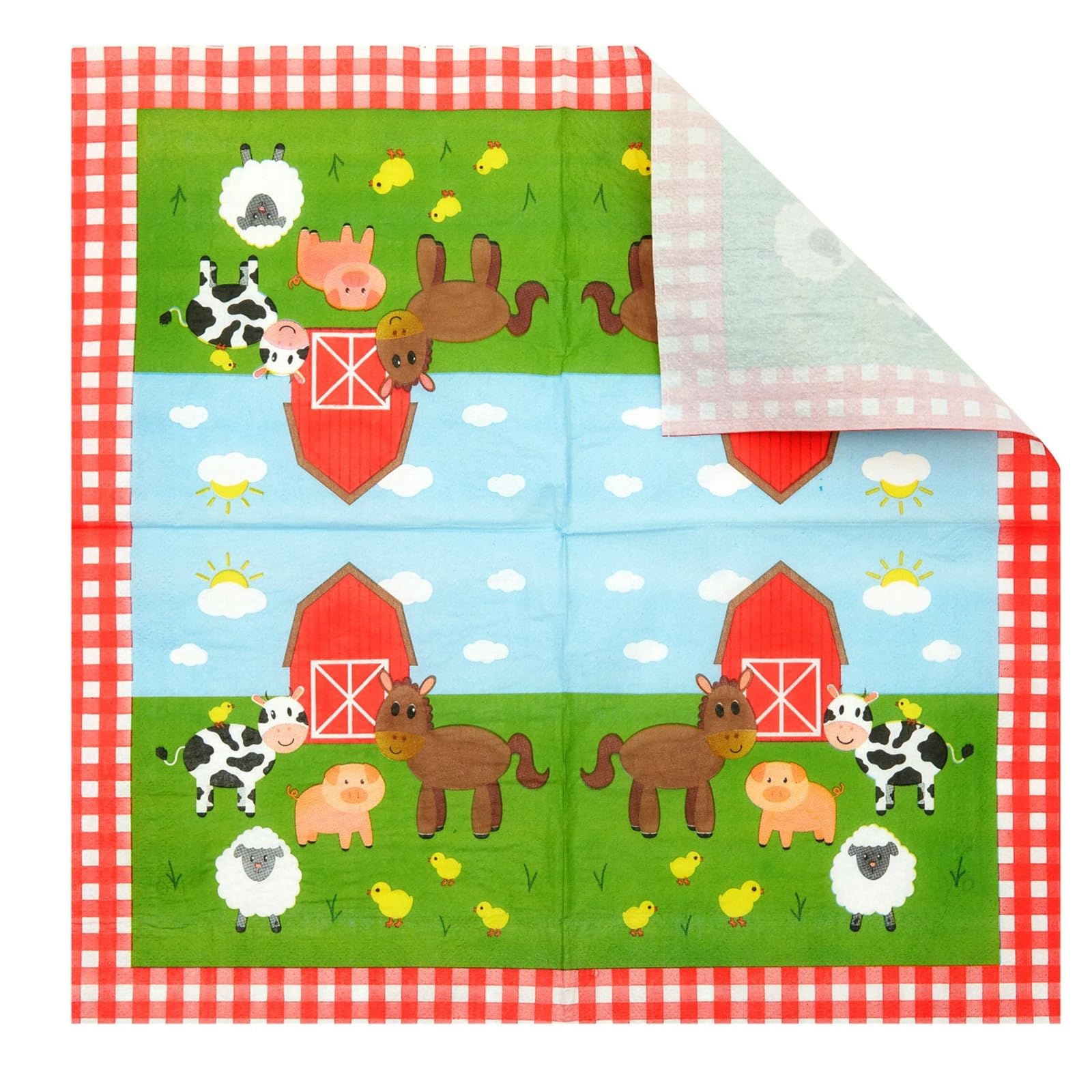 Juvale 144-Piece Farm Animal Birthday Party Supplies Set - Barnyard Themed Decorations with Paper Plates, Napkins, 9oz Cups & Plastic Cutlery for 24 Guests | Perfect for Kids Birthday Parties, Baby Showers & Farm-Themed Events