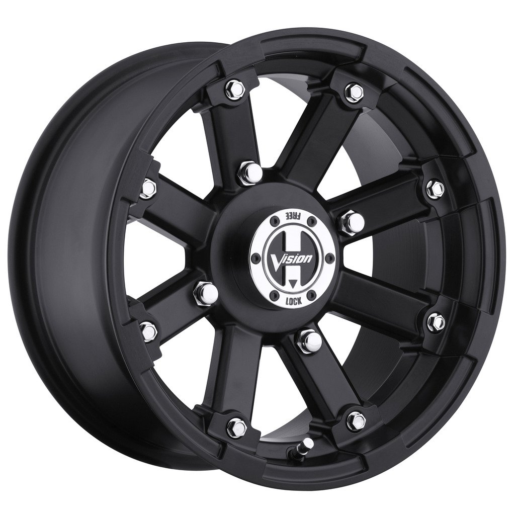 VISION WHEEL 393 Lock Out 12 Inch Rim x 8 (4x110) -10.2 Offset Matte Black Wheels for ATV, UTV & Off-Road Vehicles