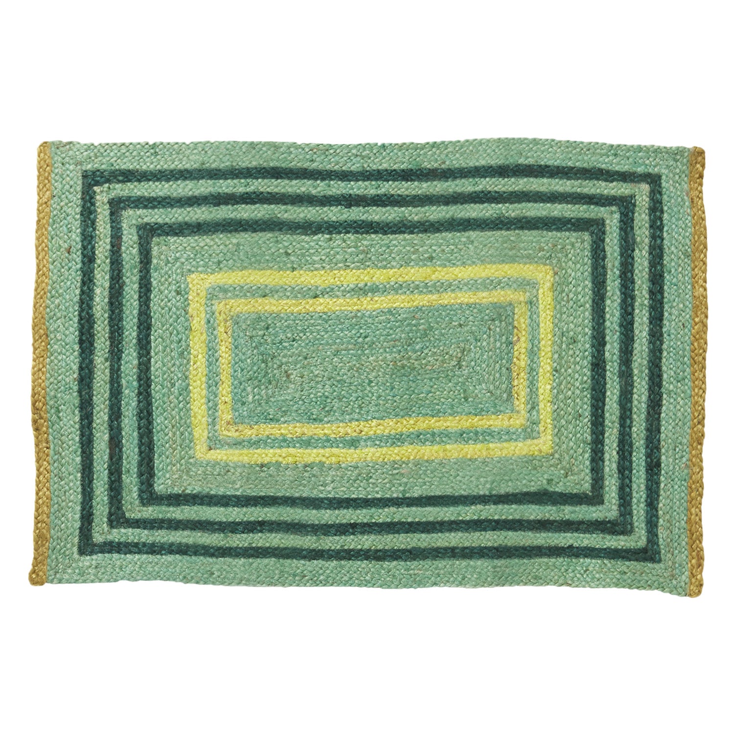 Premium Lenore Jute Rug - Natural Emerald Green Eco-Friendly Floor Mat for Living Room, Bedroom & Entryway - Handwoven Home Decor for Boho, Farmhouse & Coastal Style