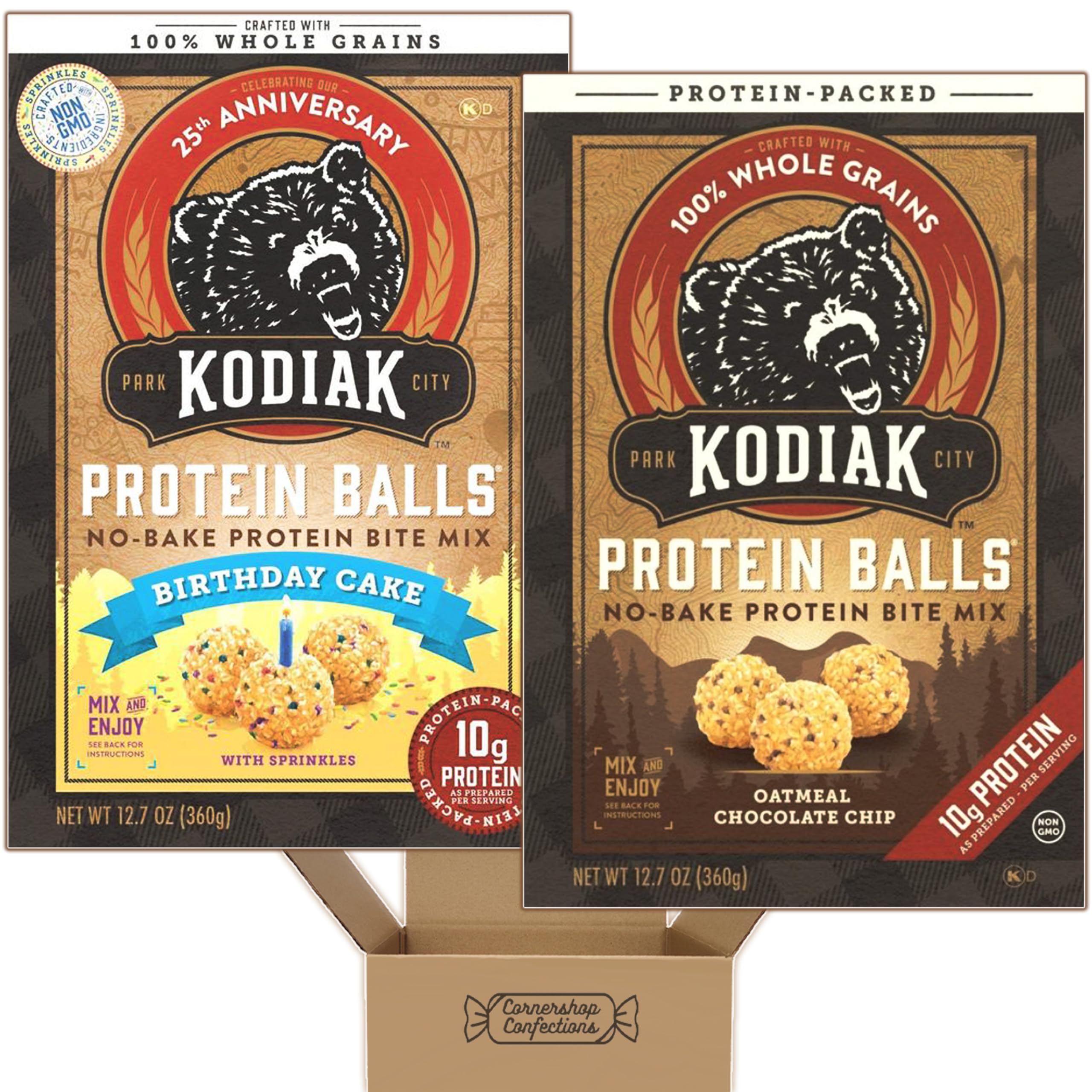 No-Bake Protein Balls Variety Pack - Oatmeal Chocolate Chip & Birthday Cake Flavors - 10g Protein Per Serving - High Protein Snacks for Breakfast, Gym, Hiking | Quick Energy Boost for Active Lifestyle & On-the-Go Nutrition