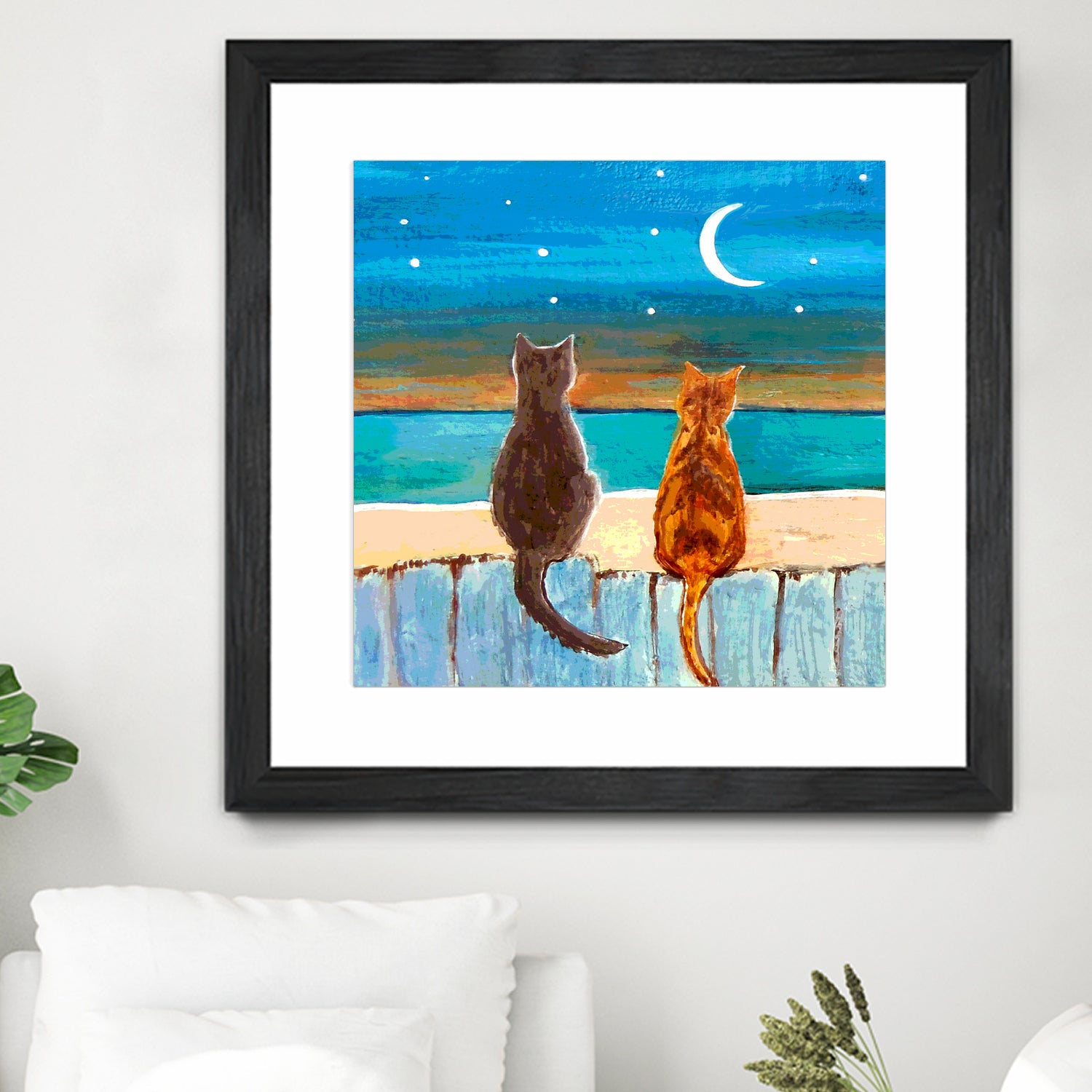 Funny Cats on a Fence Wall Art Print - Perfect for Home Decor, Living Room, Bedroom & Office (12x18 Inches)