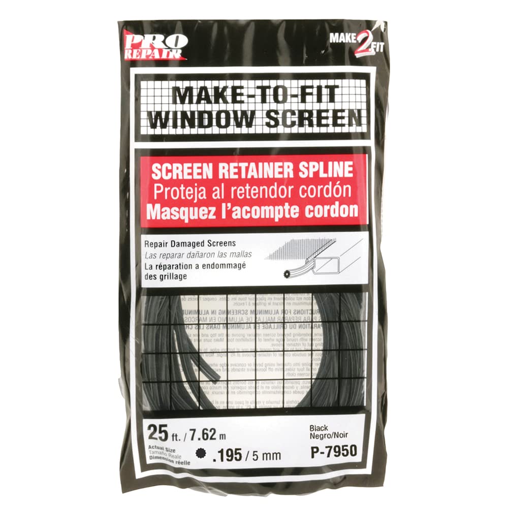Prime-Line P 7950 Screen Retainer Spline - 0.195 Inch Black Replacement Screen Spline Roll (25 Feet) - Perfect for Window & Door Screen Repair, DIY Home Improvement Projects