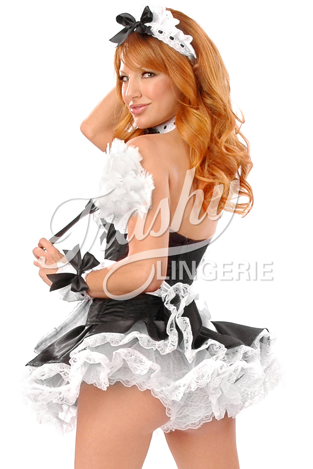 Elegant Black Maid Corset with Adjustable Apron - Sexy Lingerie Costume for Cosplay, Role Play & Halloween Parties
