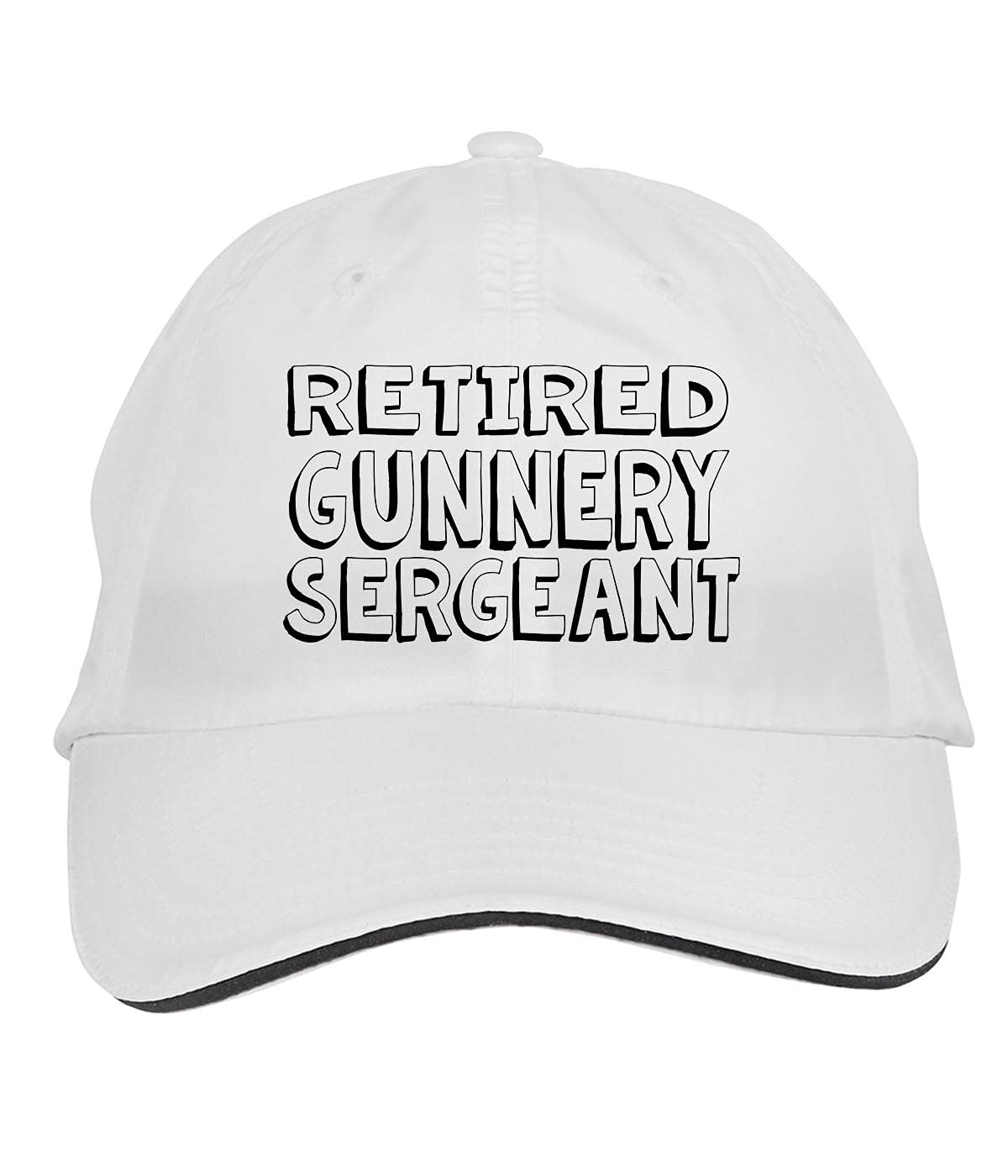 Makoroni - Retired Gunnery Sergeant Adjustable Military Hat - White Baseball Cap for Veterans, Patriotic Outdoor Activities & Military Appreciation Events