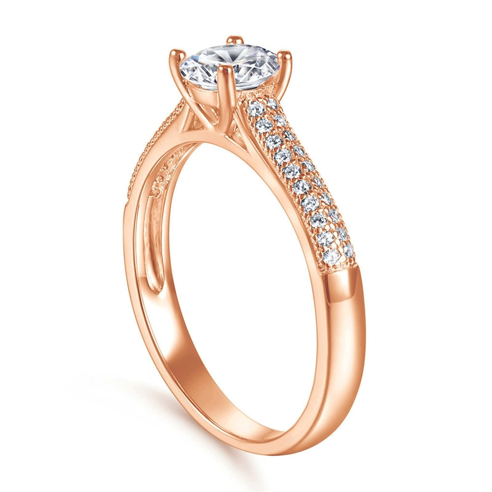 Elegant Sterling Silver Ring for Women - Round 4 Prong CZ Inlay Mother's Gift - Perfect for New Moms, Birthdays & Special Occasions