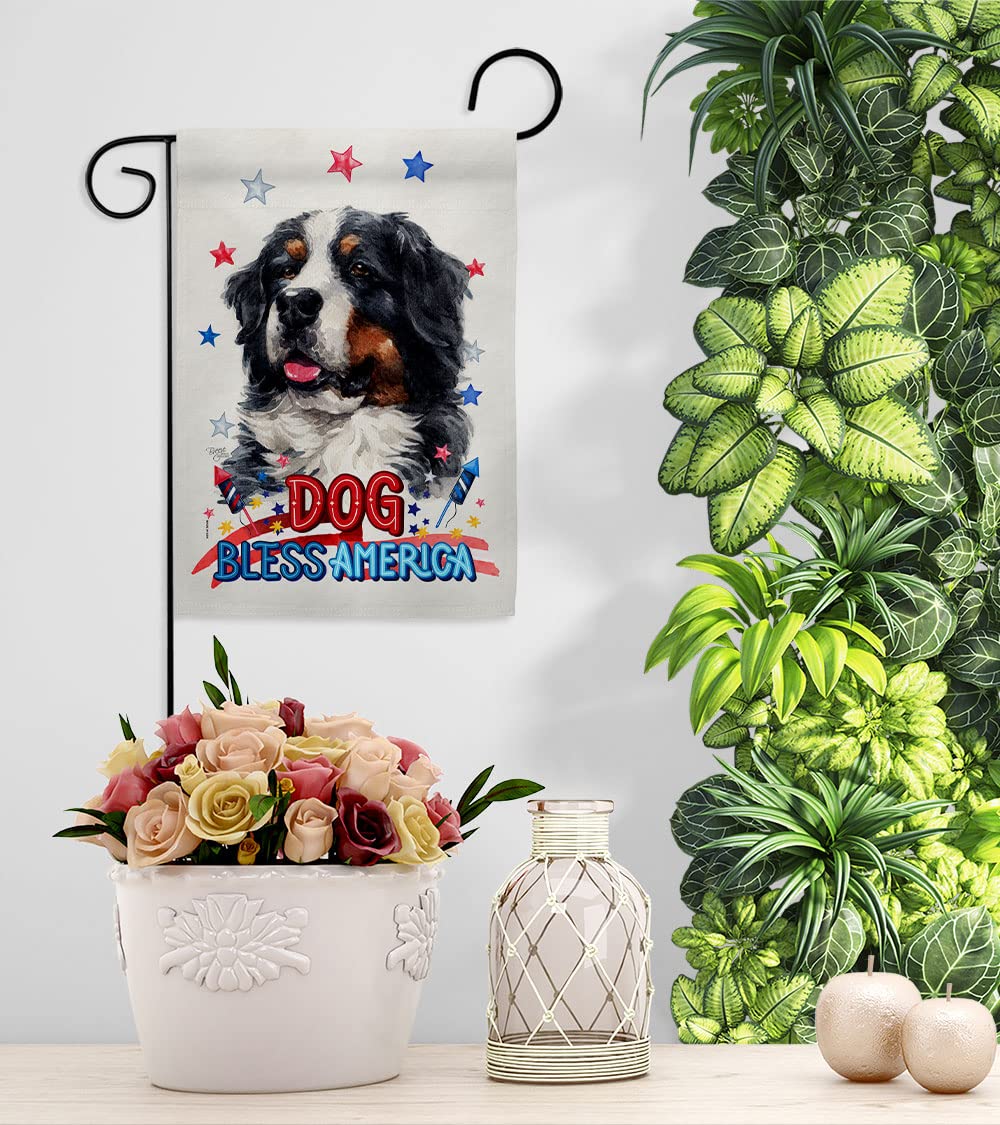 Patriotic Bernese Dog Garden Flag Set - Double-Sided Yard Decor for Pet Lovers