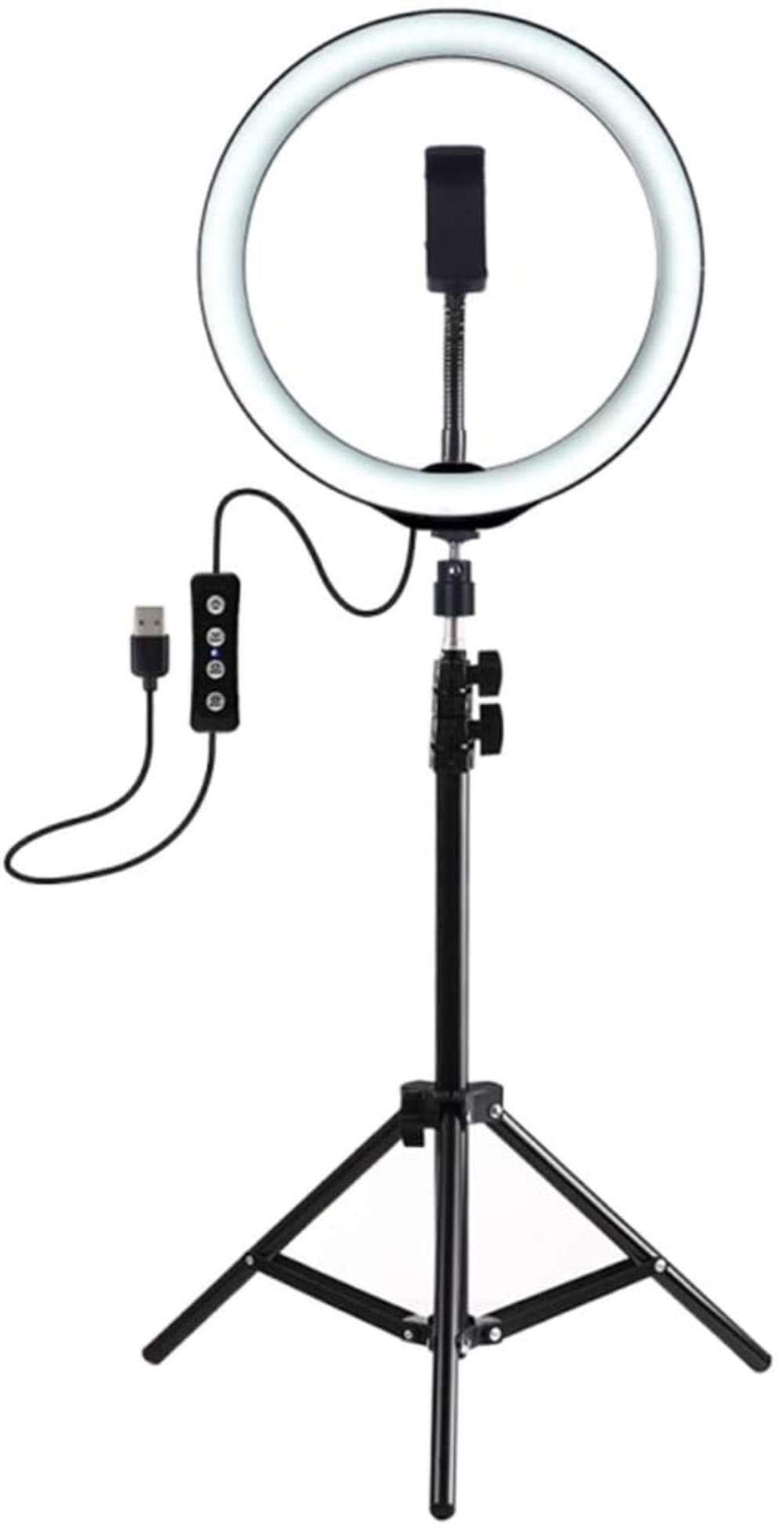 HMTE 26CM LED Ring Light with Tripod Stand - Selfie Photography Light, Beauty Lamp for Live Streaming, YouTube Videos & TikTok - Perfect for Makeup, Vlogging & Phone Photography