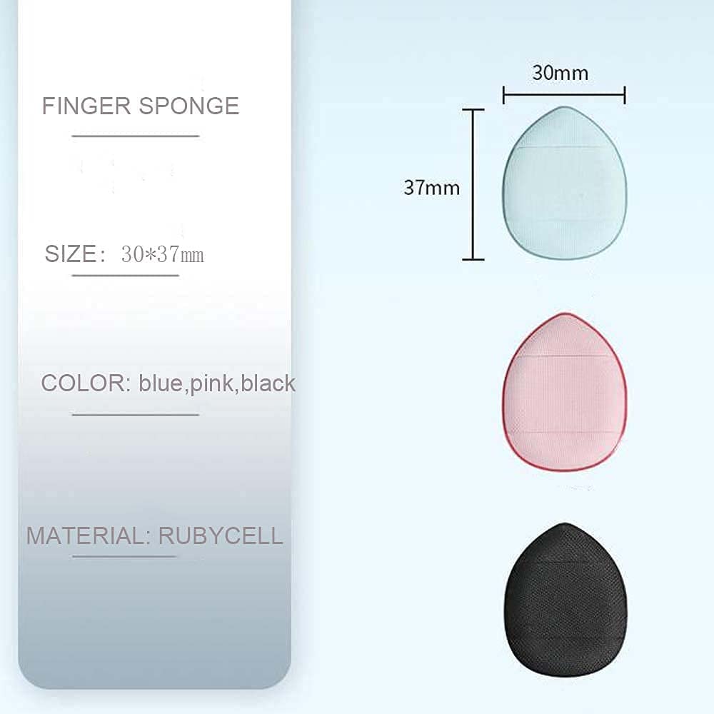 Mini Finger Powder Puff 4 Pack - Soft Cosmetic Finger Sponges for Foundation, BB Cushion, Cream & Concealer Application - Perfect for Travel, Touch-Ups & Professional Makeup Kits