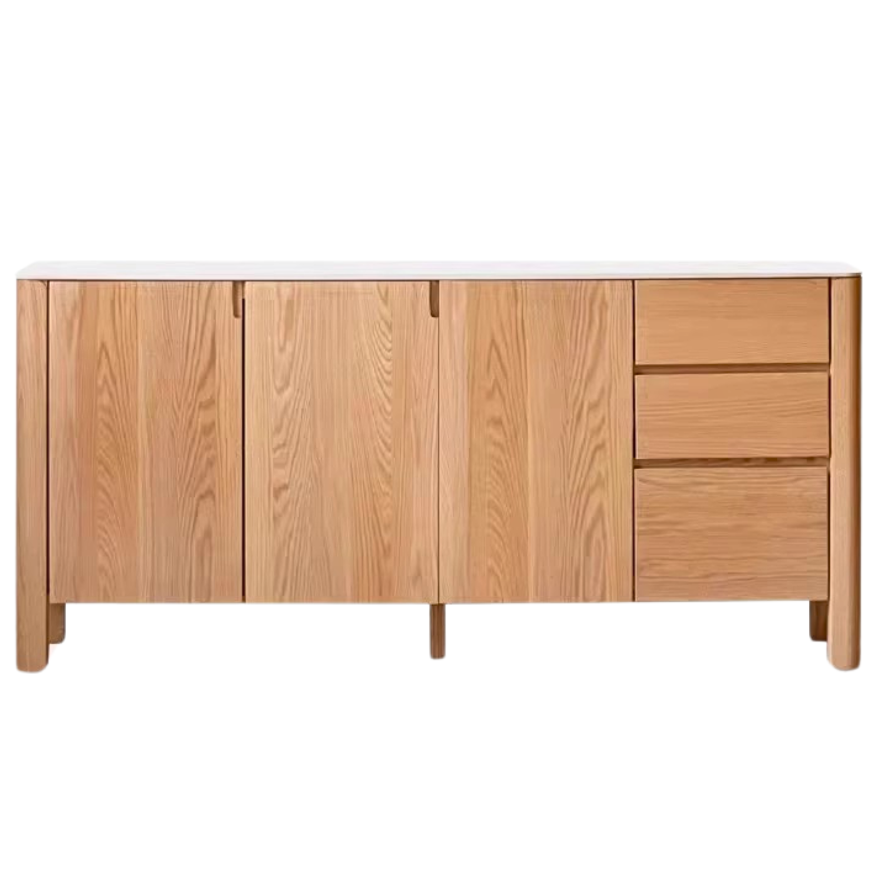 Premium Oak Solid Wood Perforated Rock Board Dining Sideboard - Rustic Kitchen Buffet Cabinet for Dining Room Storage & Display