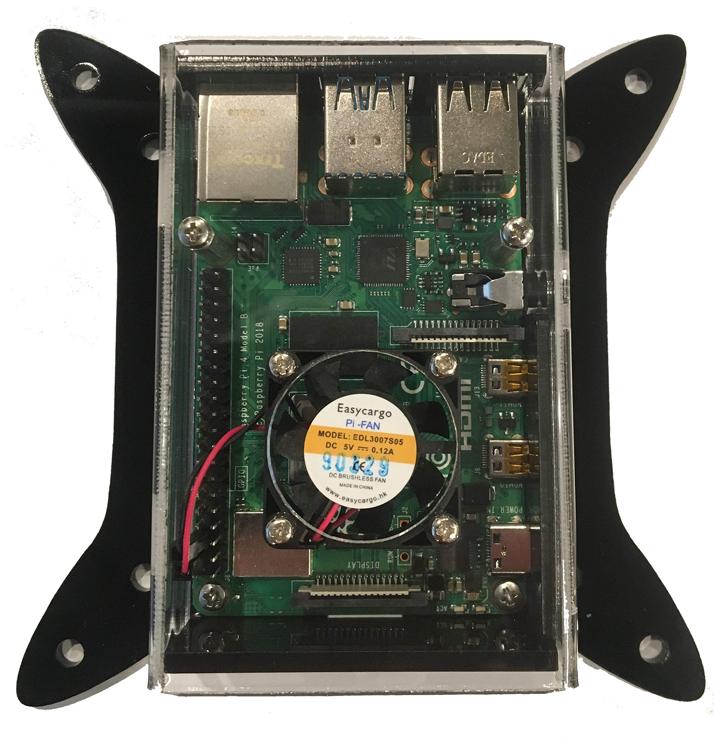 Universal VESA Mount Case for Raspberry Pi 4 with Cooling Fan - Perfect for DIY Projects, Home Automation & Digital Signage Displays