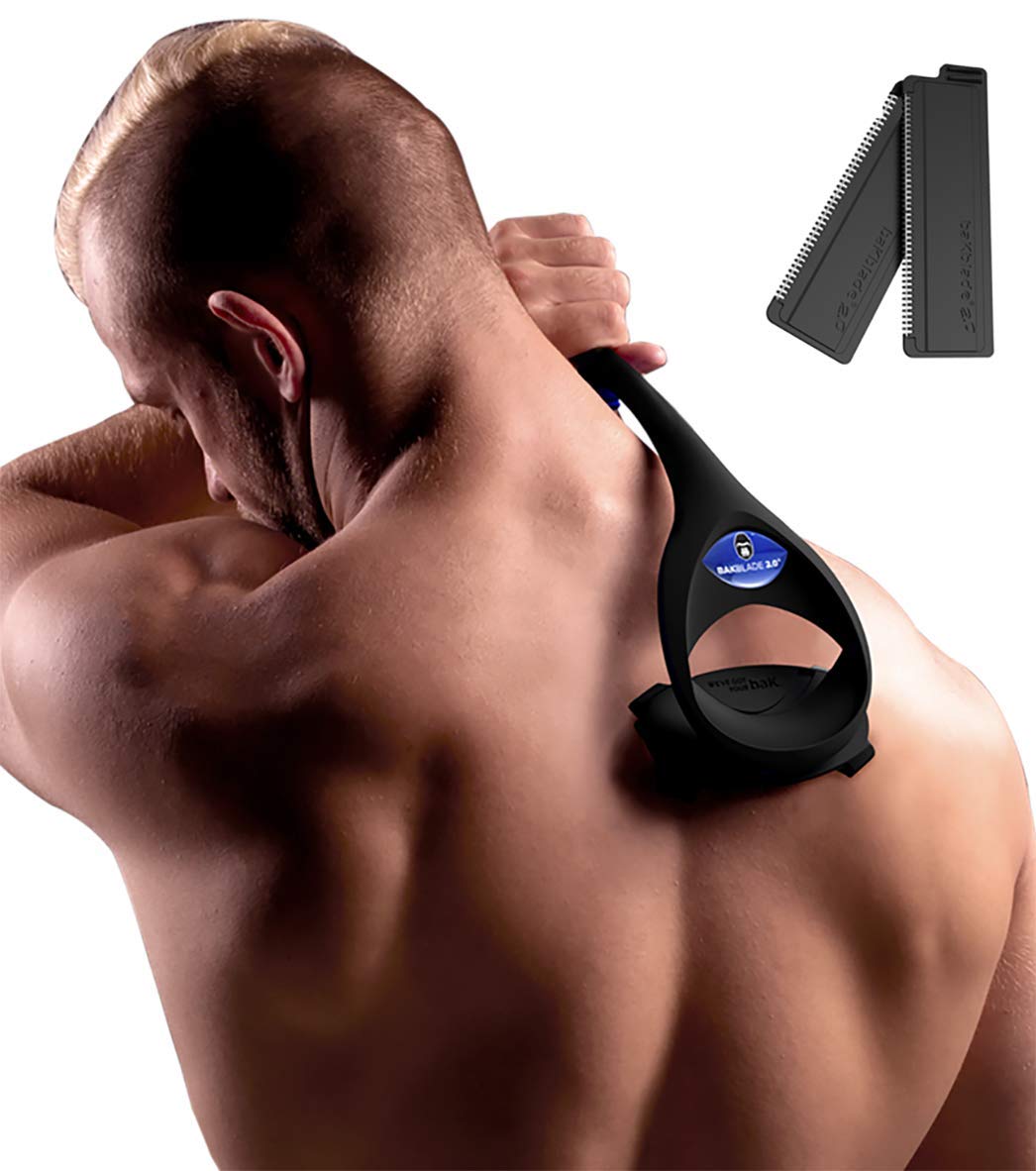 Bakblade 2.0 Men's Back Hair Shaver - DIY Body Groomer with Safety Blade Technology, Ergonomic Handle for Wet & Dry Shaving (Includes Extra Blades) - Perfect for At-Home Grooming, Back Hair Removal & Smooth Skin Care