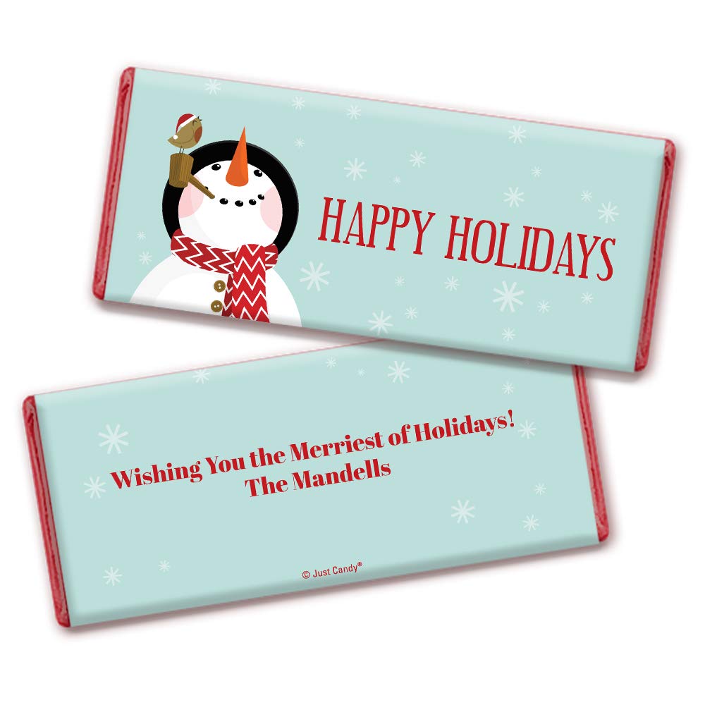 Personalized Christmas Snowman Chocolate Bars - 36 Count Holiday Candy for Gifts, Parties & Stocking Stuffers | Festive Treats for Christmas Celebrations