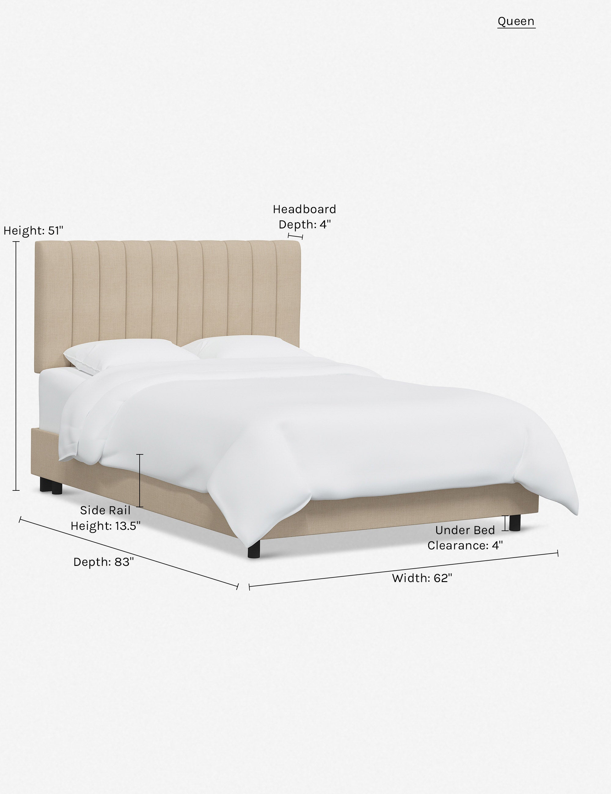 Stylish and Comfortable Aliyah Bed - Queen Size Platform Bed Frame with Upholstered Headboard for Modern Bedrooms | Perfect for Master Bedroom, Guest Room, or Apartment