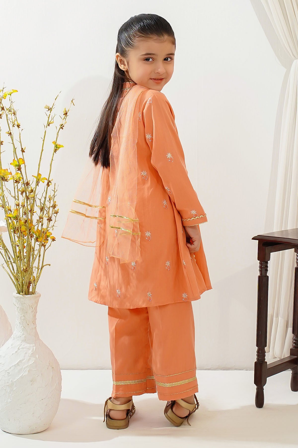 Premium Cotton Embroidered Orange Stitched Suit for Men | Elegant Ochre Color | Perfect for Weddings, Parties & Formal Events