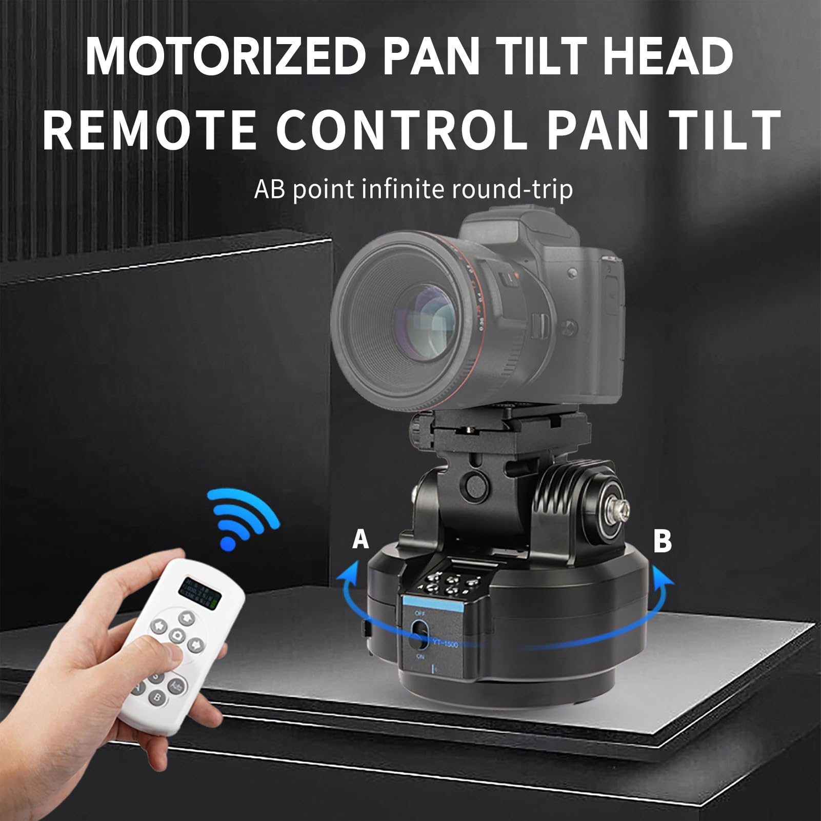 Tbest 2.4G Wireless Motorized Pan Tilt Head - 360° Panoramic Remote Control Tripod Mount for Smartphone & Camera | Perfect for Vlogging, Live Streaming & Time-Lapse Photography