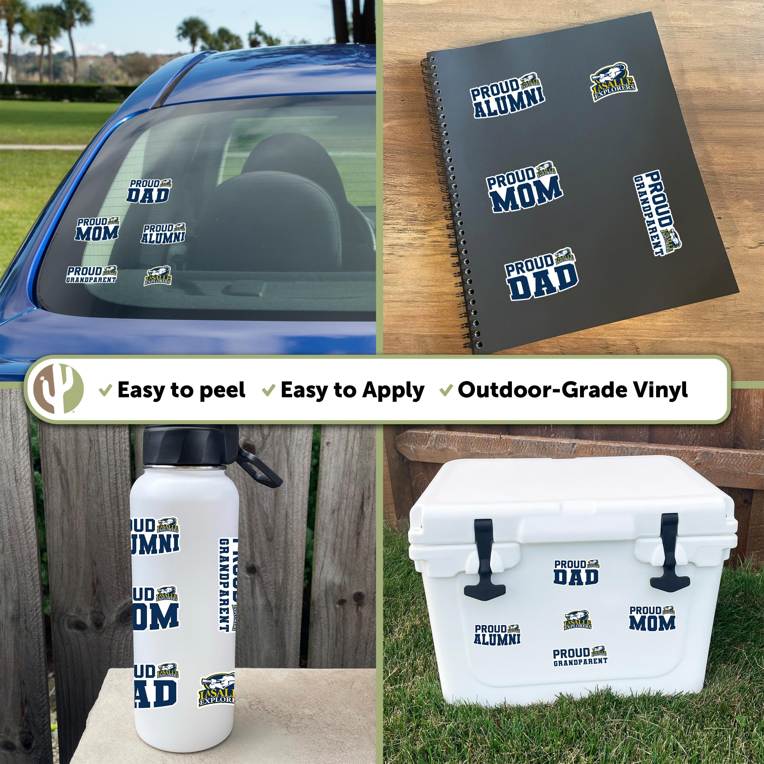Desert Cactus La Salle University Sticker | LSU Explorers Never Lost Vinyl Decal | Waterproof Laptop, Water Bottle & Car Decal | Scrapbook & DIY Crafts (Family Full Sheet) | Perfect for College Dorms, School Supplies & Gift Giving