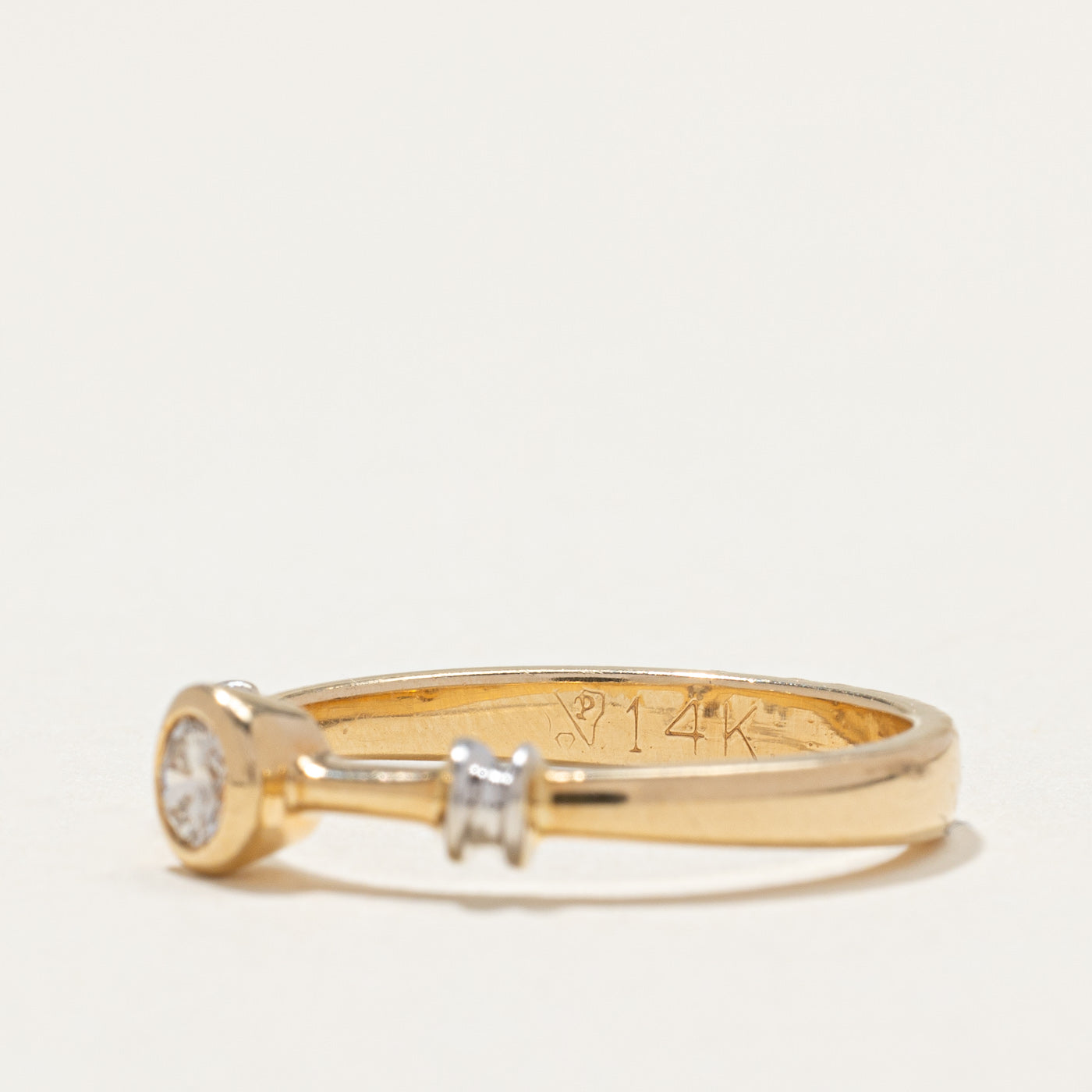 0.20ct Bezel Set Diamond Grooved Ring - Size 8 | Elegant Wedding Band, Anniversary Gift & Everyday Jewelry for Women