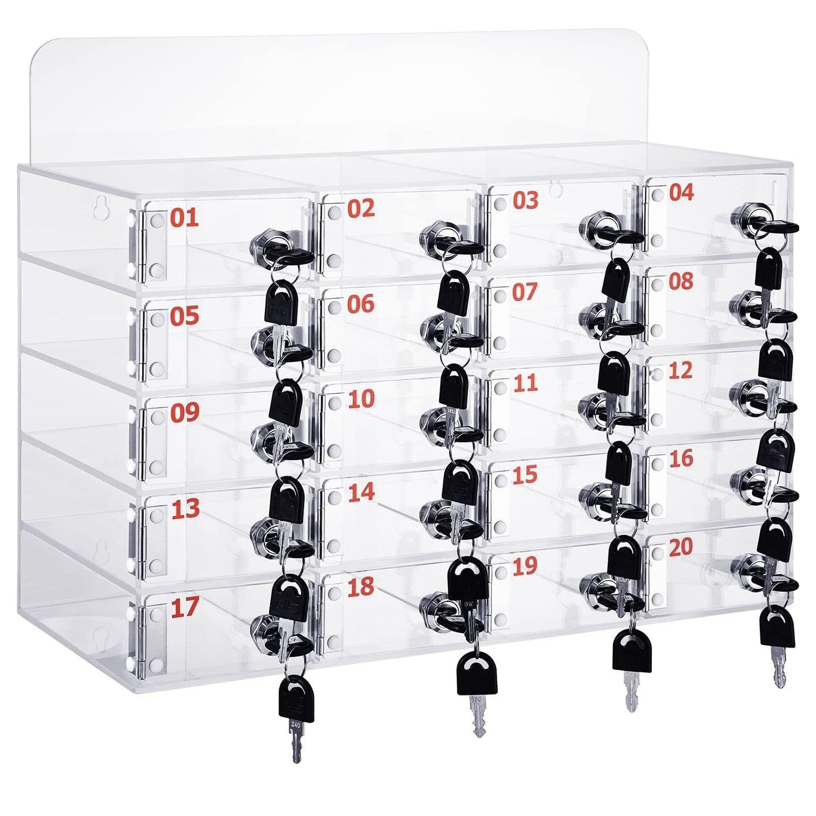 20/25/30 Slots Acrylic Cell Phone Locker Box with Digital Code Lock - Wall Mounted Phone Storage Organizer for Office, Classroom & Factory Use - Secure Mobile Device Management Solution