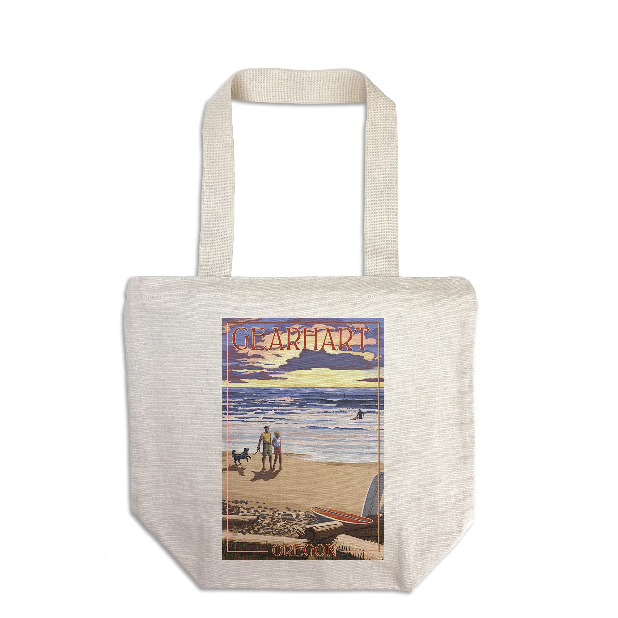 Lantern Press Gearhart Oregon Sunset Beach Canvas Tote Bag - 100% Cotton Reusable Shopping Bag for Beach, Grocery & Everyday Use