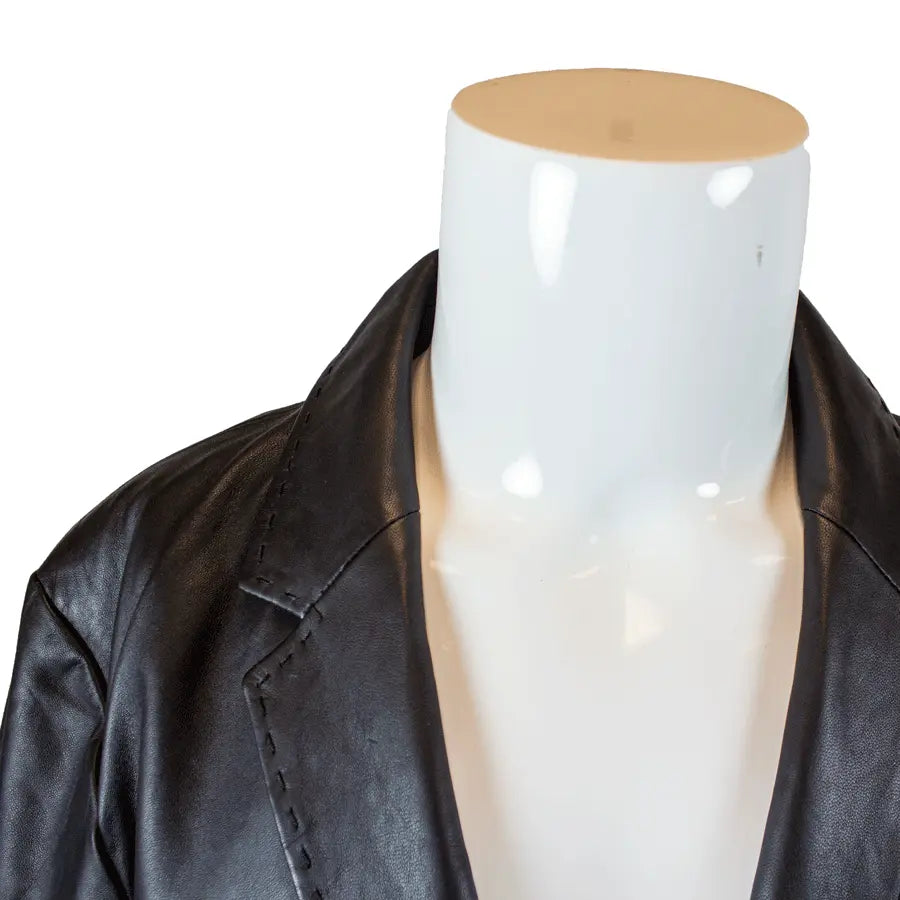 Premium Men's Stitched Leather Blazer Jacket - Classic Slim Fit for Business & Casual Wear - Perfect for Office, Parties & Date Nights